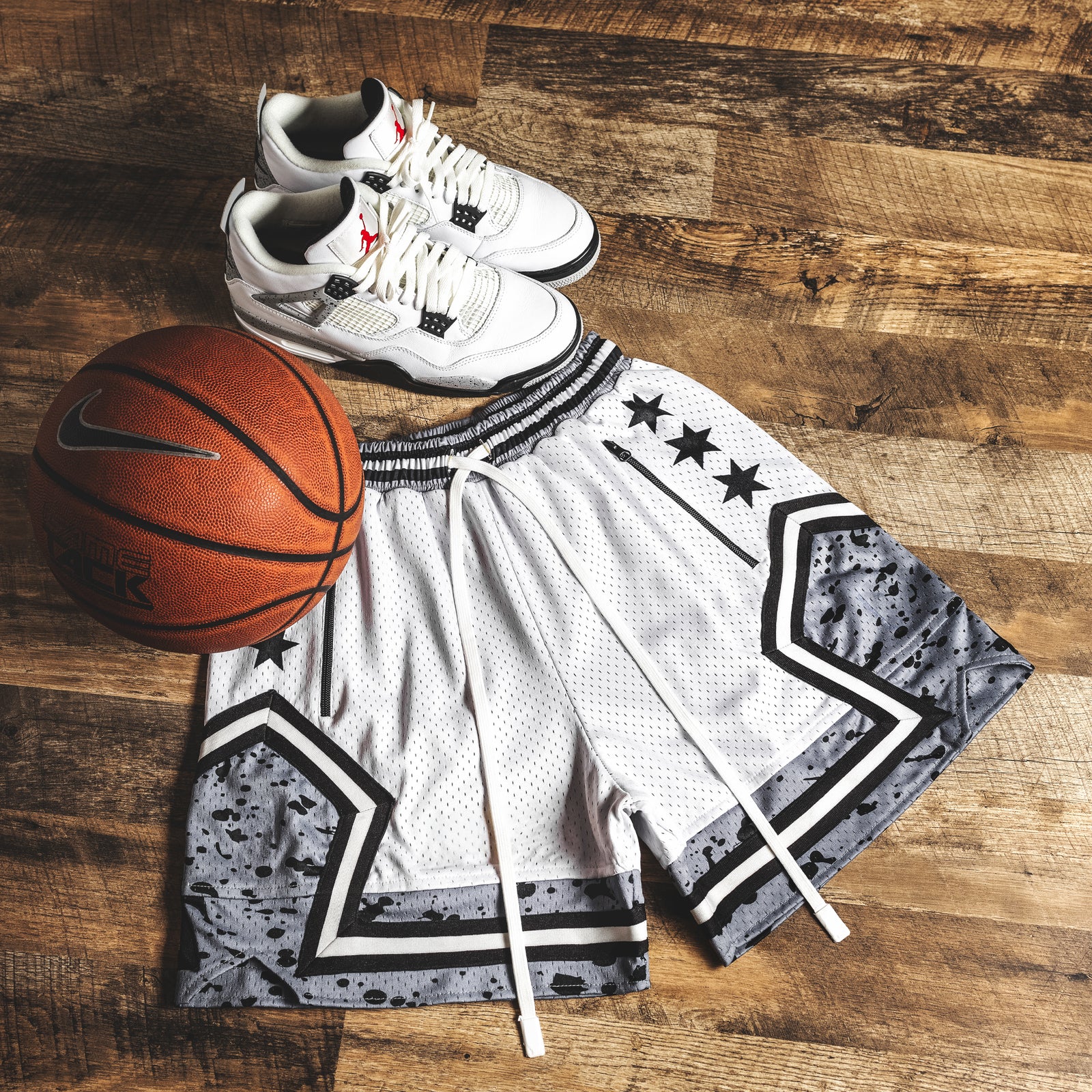 "Cement White" Heavyweight Mesh Shorts