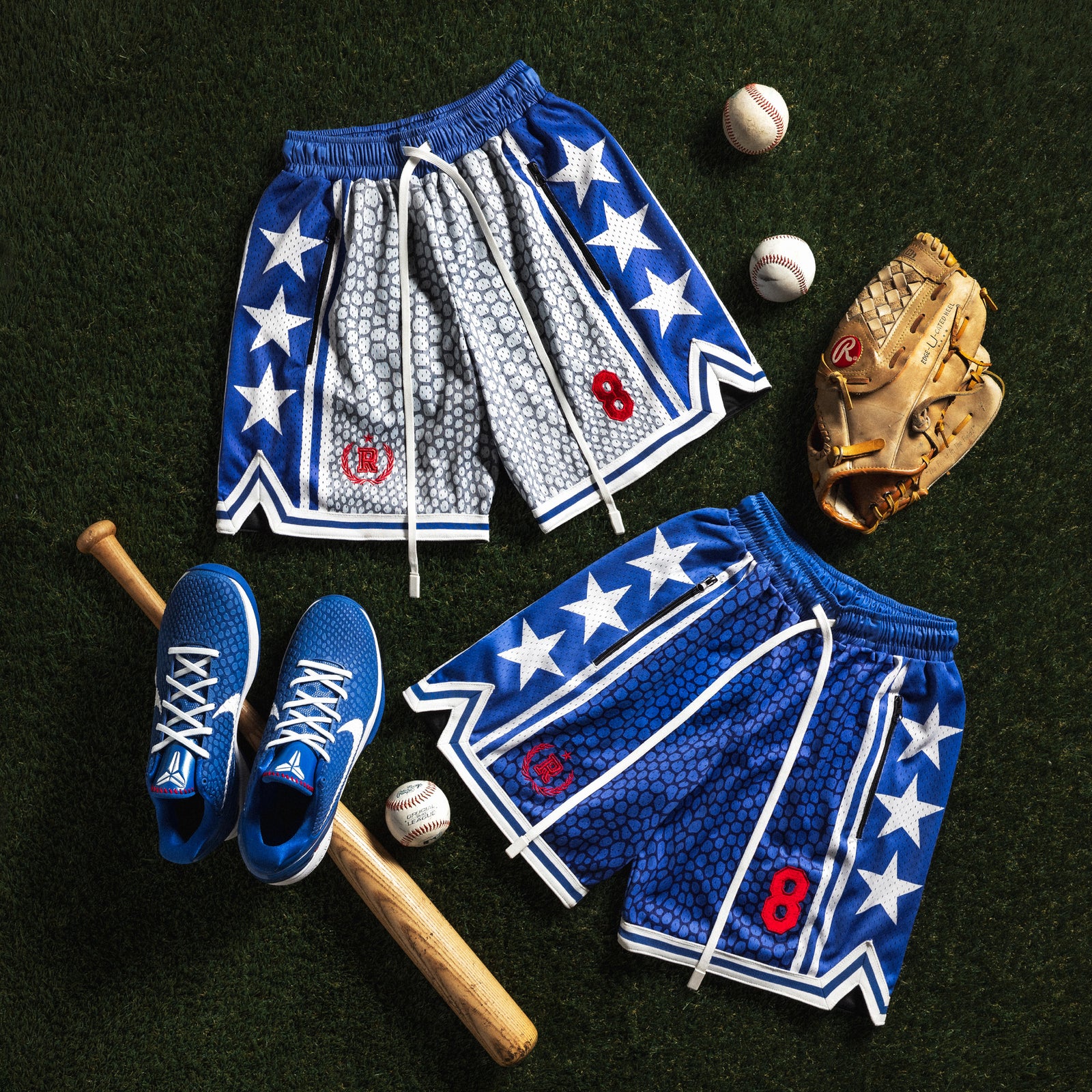 "Snake Blue" Heavyweight Mesh Shorts