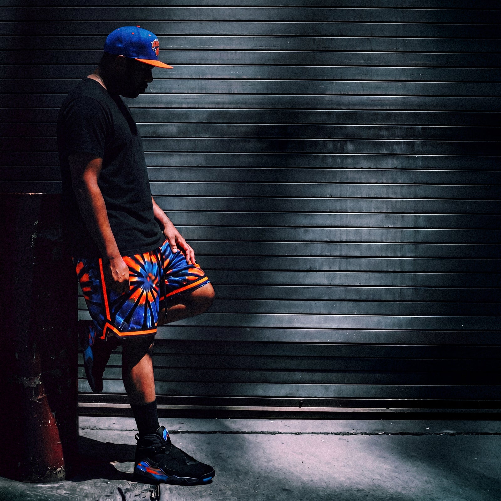 "NY Tie-Dye Black" Heavyweight Mesh Shorts