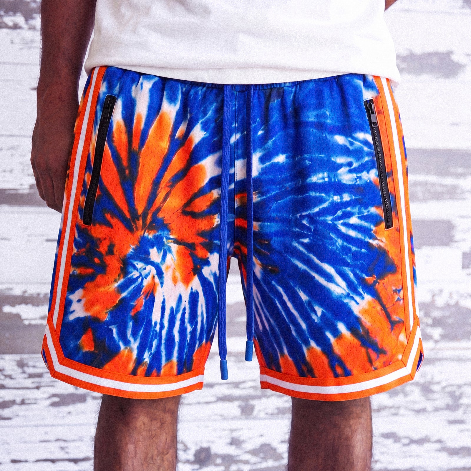"NY Tie-Dye White" Heavyweight Mesh Shorts