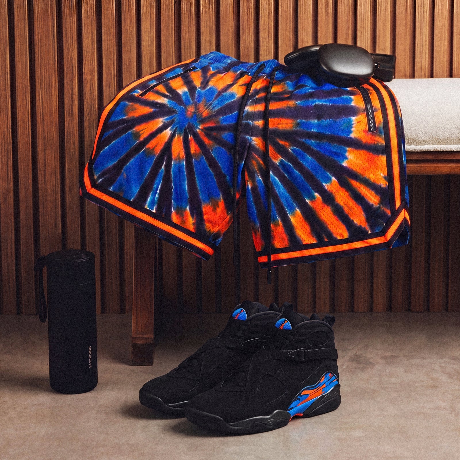 "NY Tie-Dye Black" Heavyweight Mesh Shorts