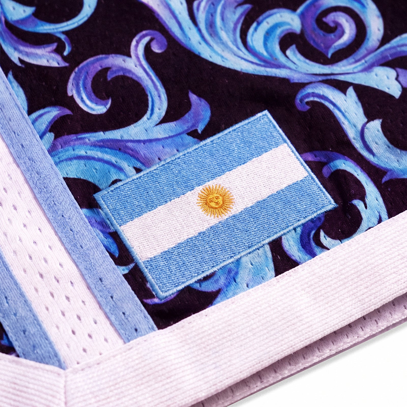 "Argentina Fileteado Black" Heavyweight Mesh Shorts