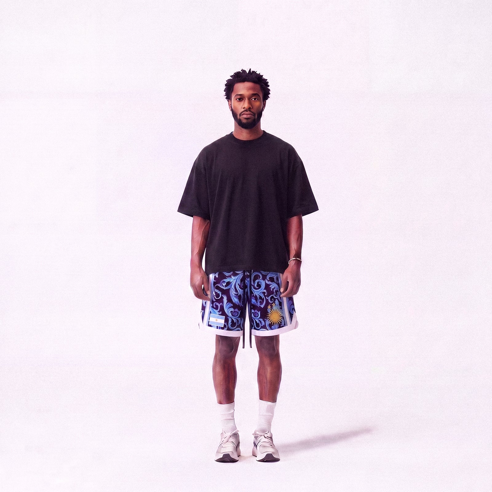 "Argentina Fileteado Black" Heavyweight Mesh Shorts