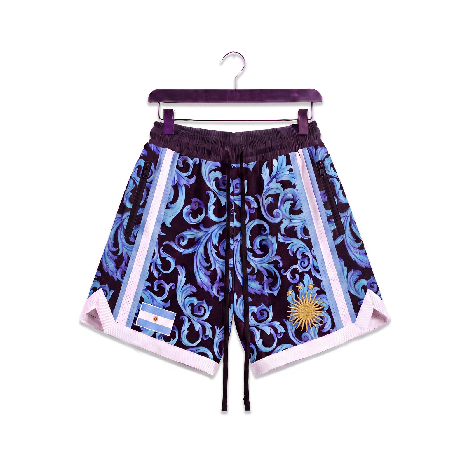 "Argentina Fileteado Black" Heavyweight Mesh Shorts