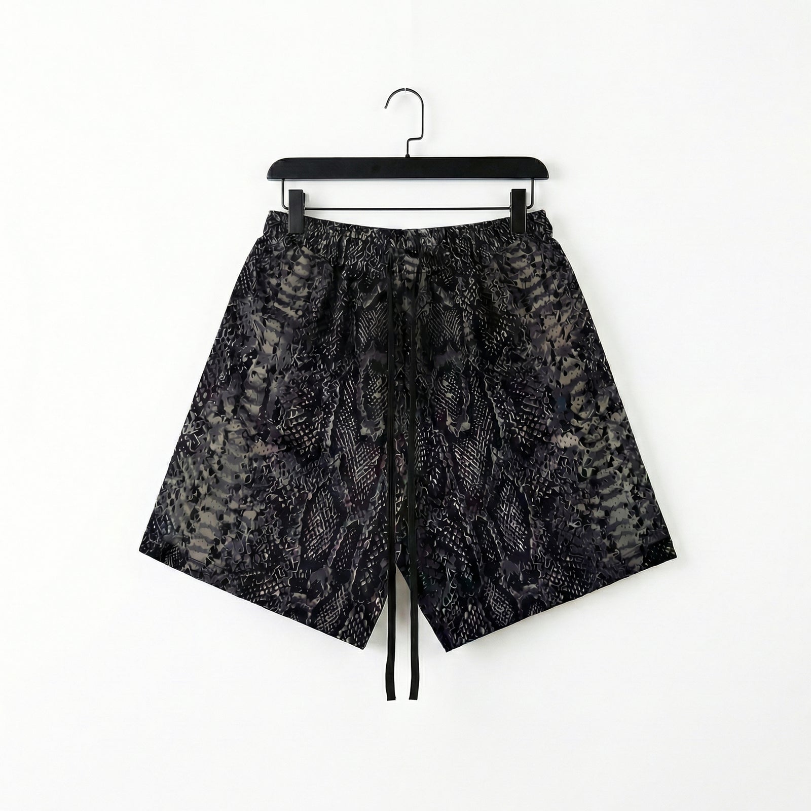 "Black Snakeskin" 5" Mesh Shorts