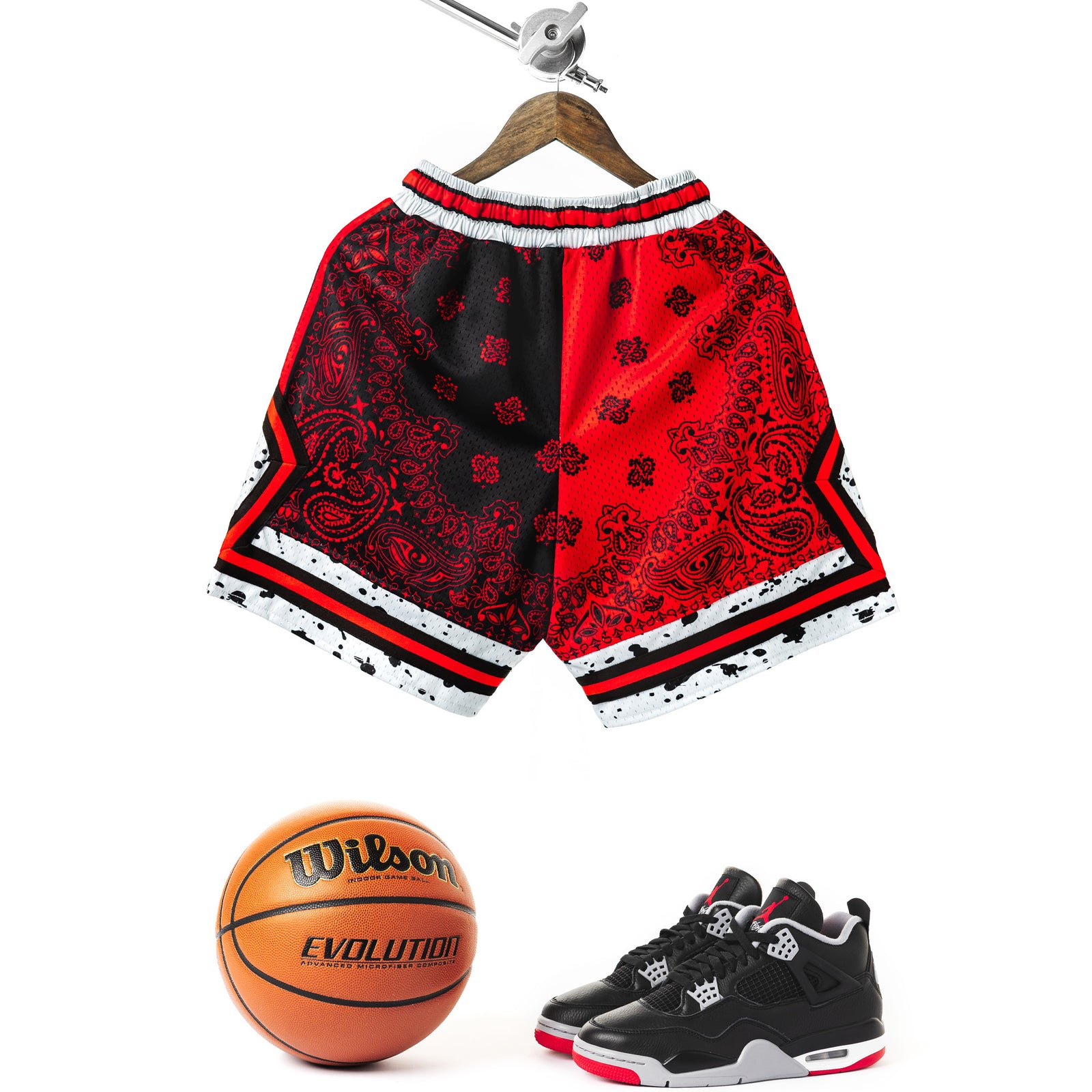 "Bred 2 Paisley" Heavyweight Mesh Shorts
