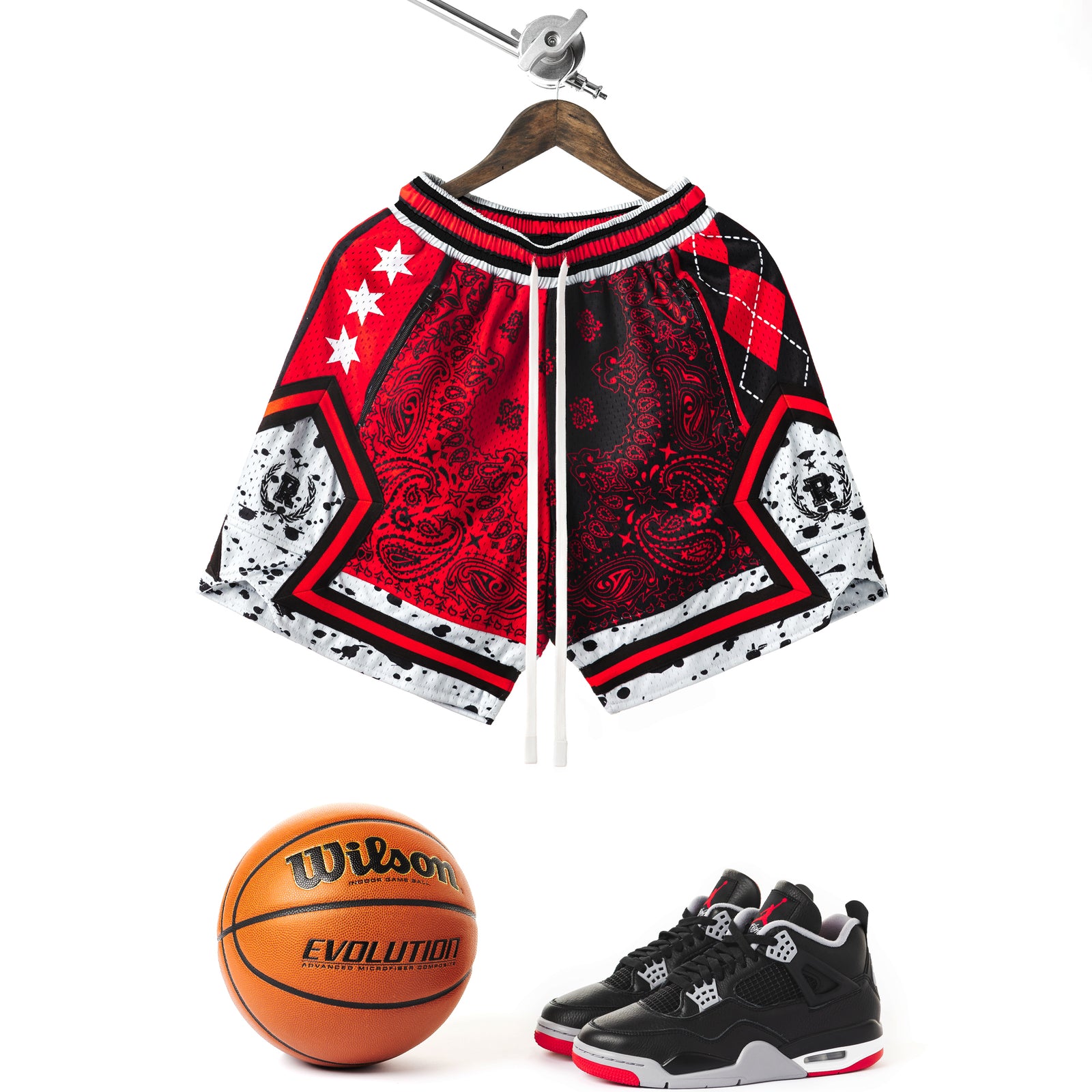 "Bred 2 Paisley" Heavyweight Mesh Shorts