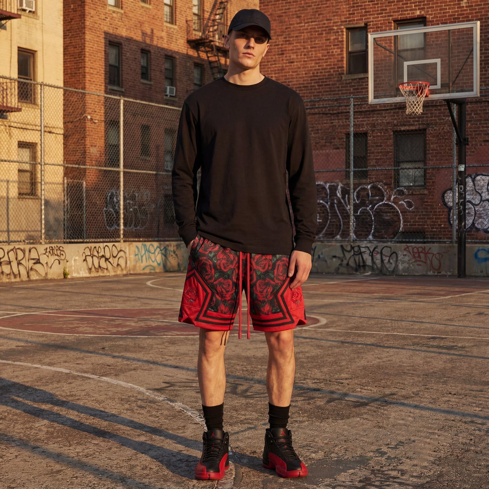 "BRED Rose" Heavyweight Mesh Shorts