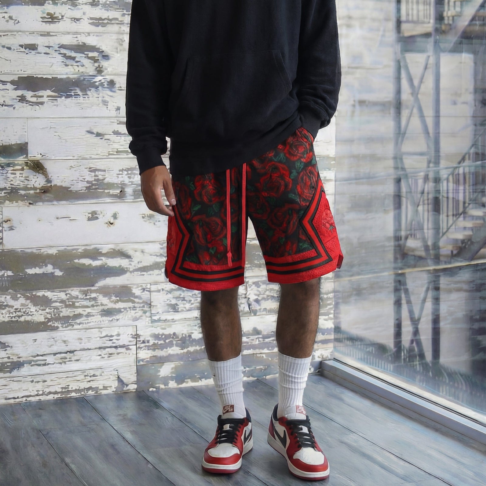 "BRED Rose" Heavyweight Mesh Shorts