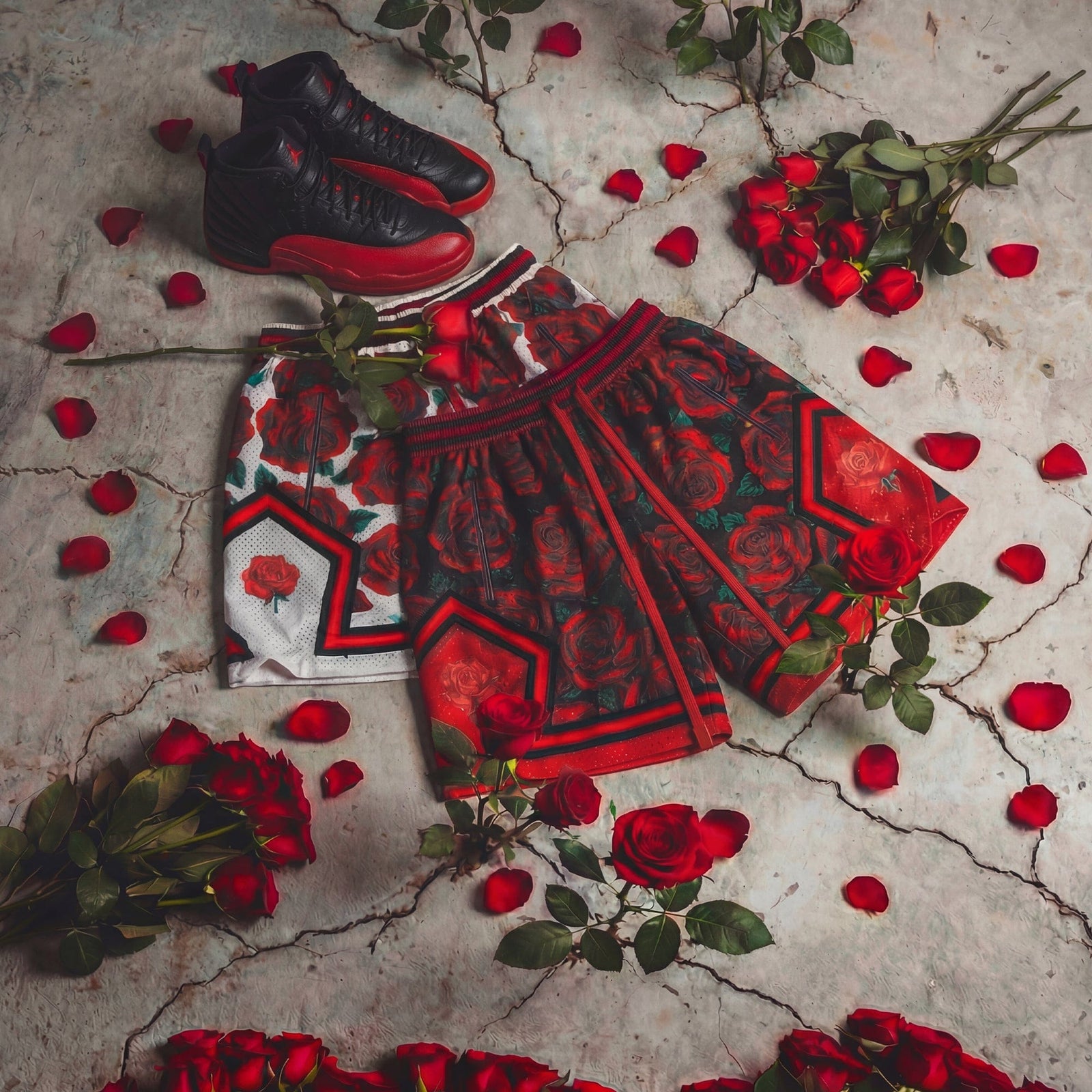"BRED Rose" Heavyweight Mesh Shorts