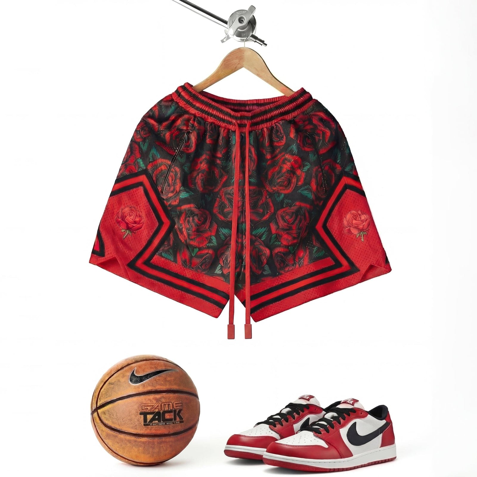 "BRED Rose" Heavyweight Mesh Shorts