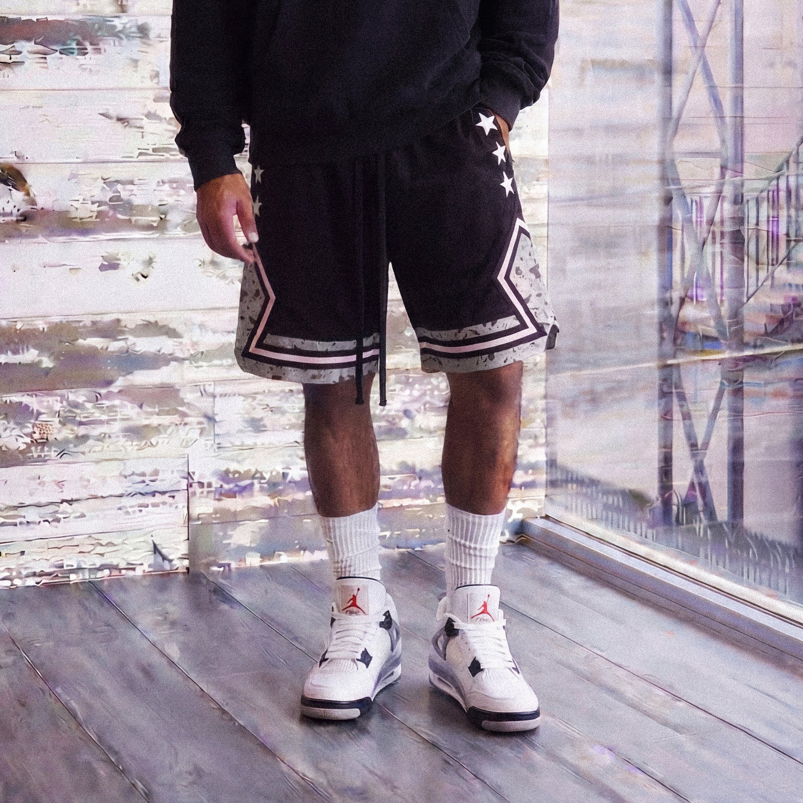 "Cement Black" Heavyweight Mesh Shorts