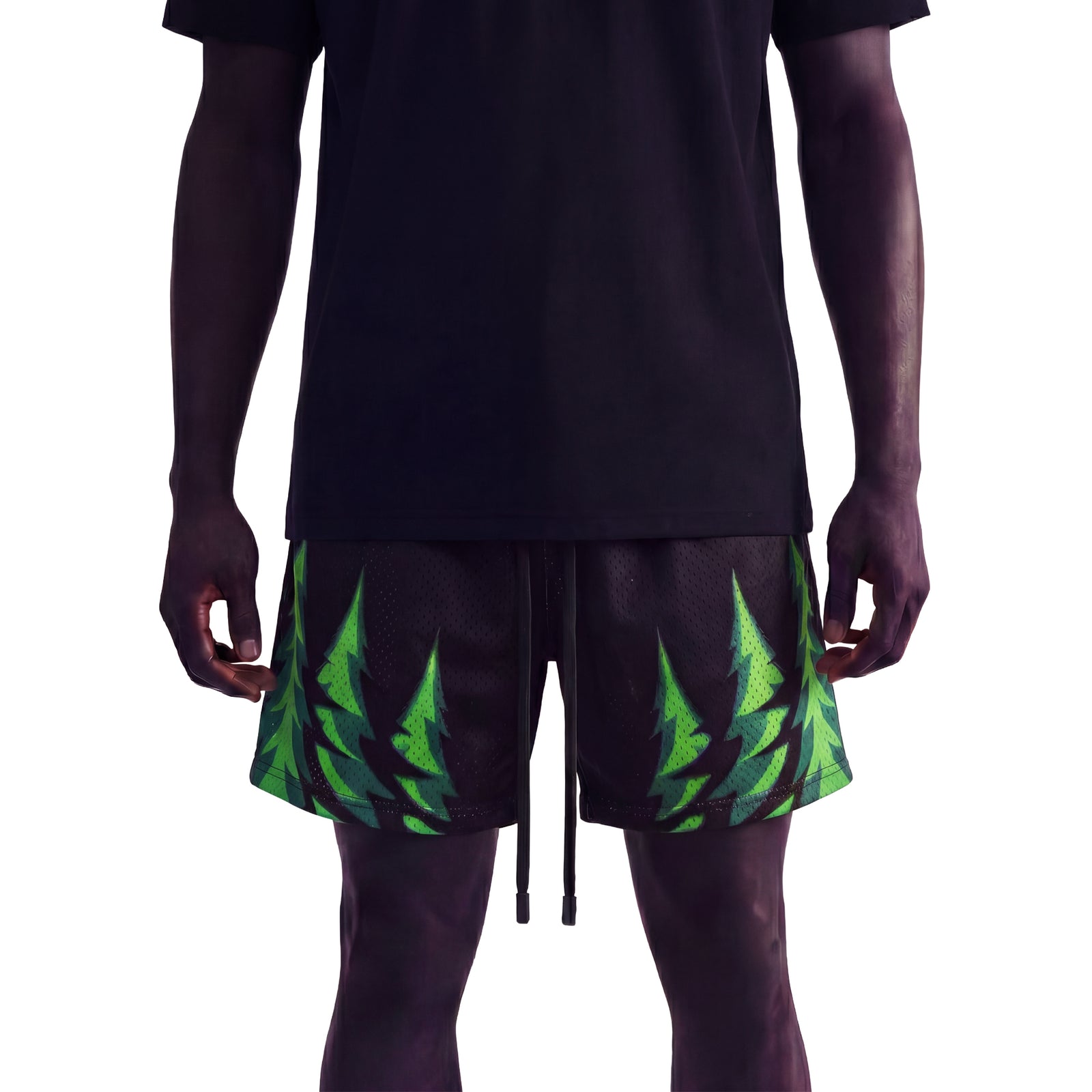 "Forest Black" 5" Mesh Shorts