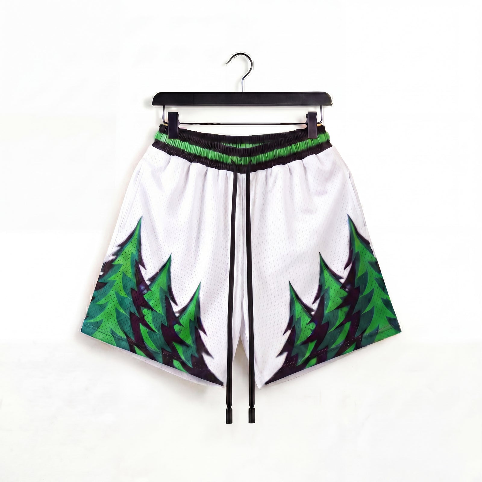 "Forest White" 5" Mesh Shorts