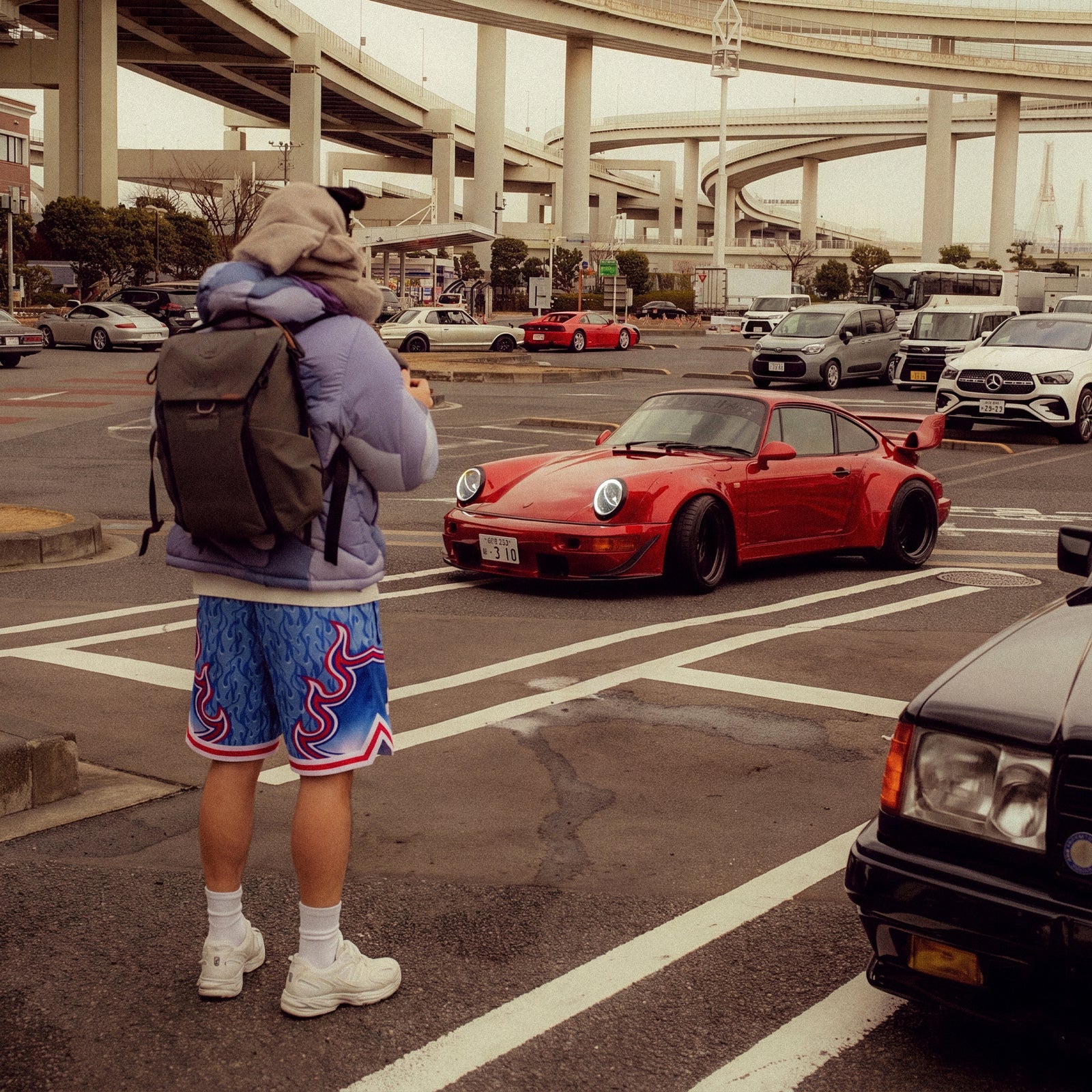 "Japan Flame Blue" Heavyweight Mesh Shorts