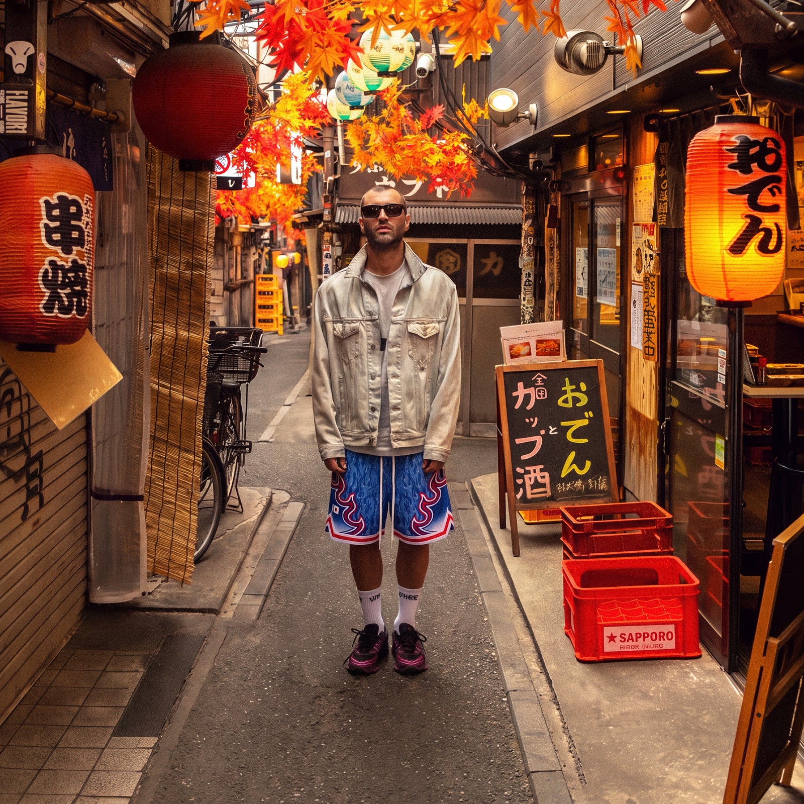 "Japan Flame Blue" Heavyweight Mesh Shorts