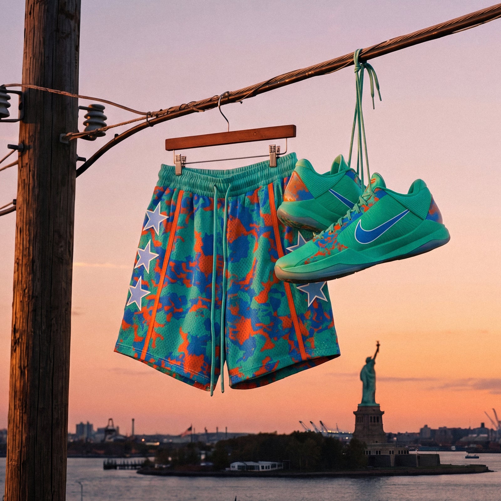 "Liberty Mint Camo" 5" Mesh Shorts