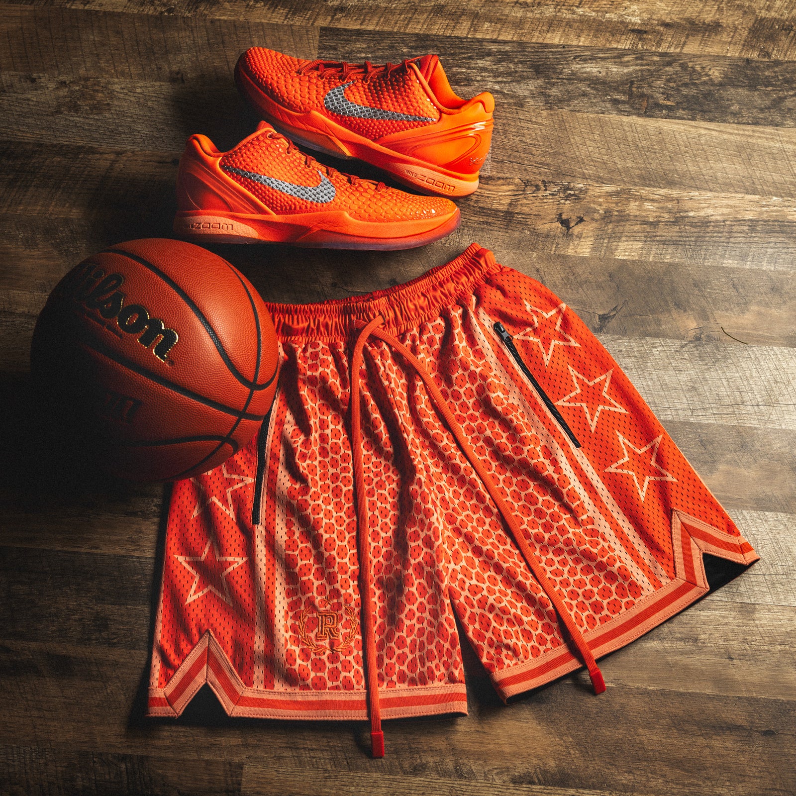 "Snake Orange" Heavyweight Mesh Shorts