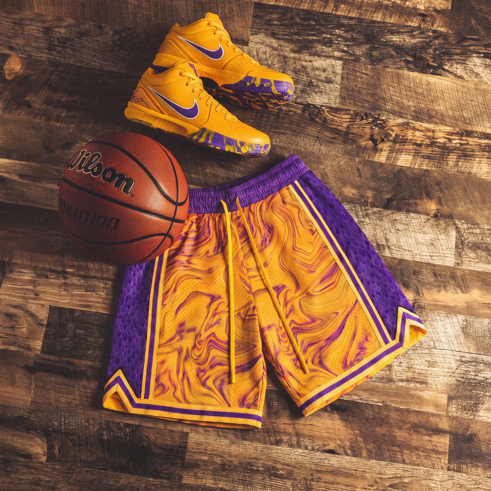 "Marble Gold" Heavyweight Mesh Shorts