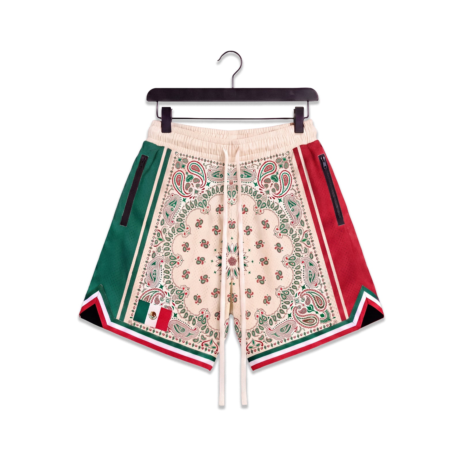 "Mexico Paisley Cream" Heavyweight Mesh Shorts