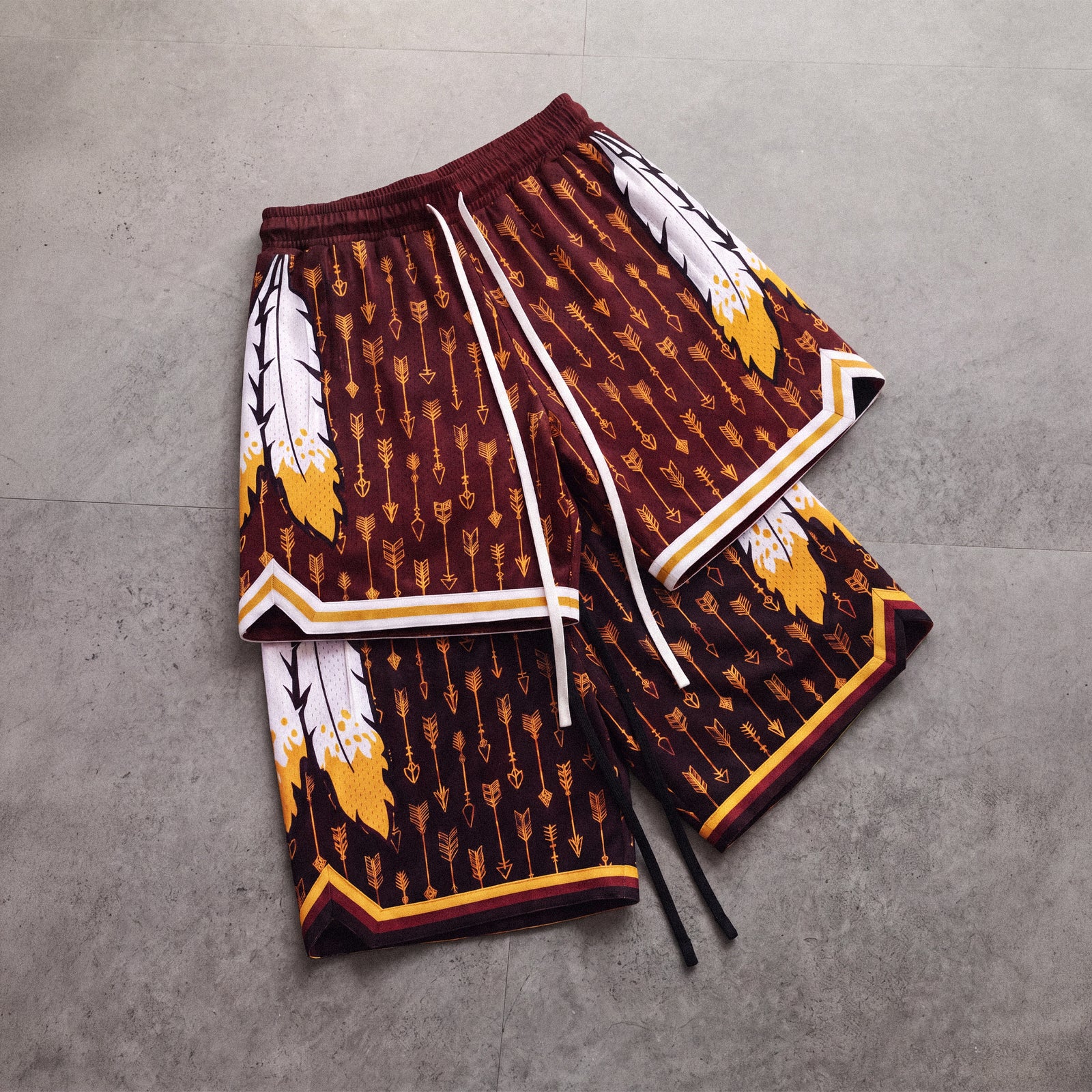 "Siksika Burgundy" Heavyweight Mesh Shorts