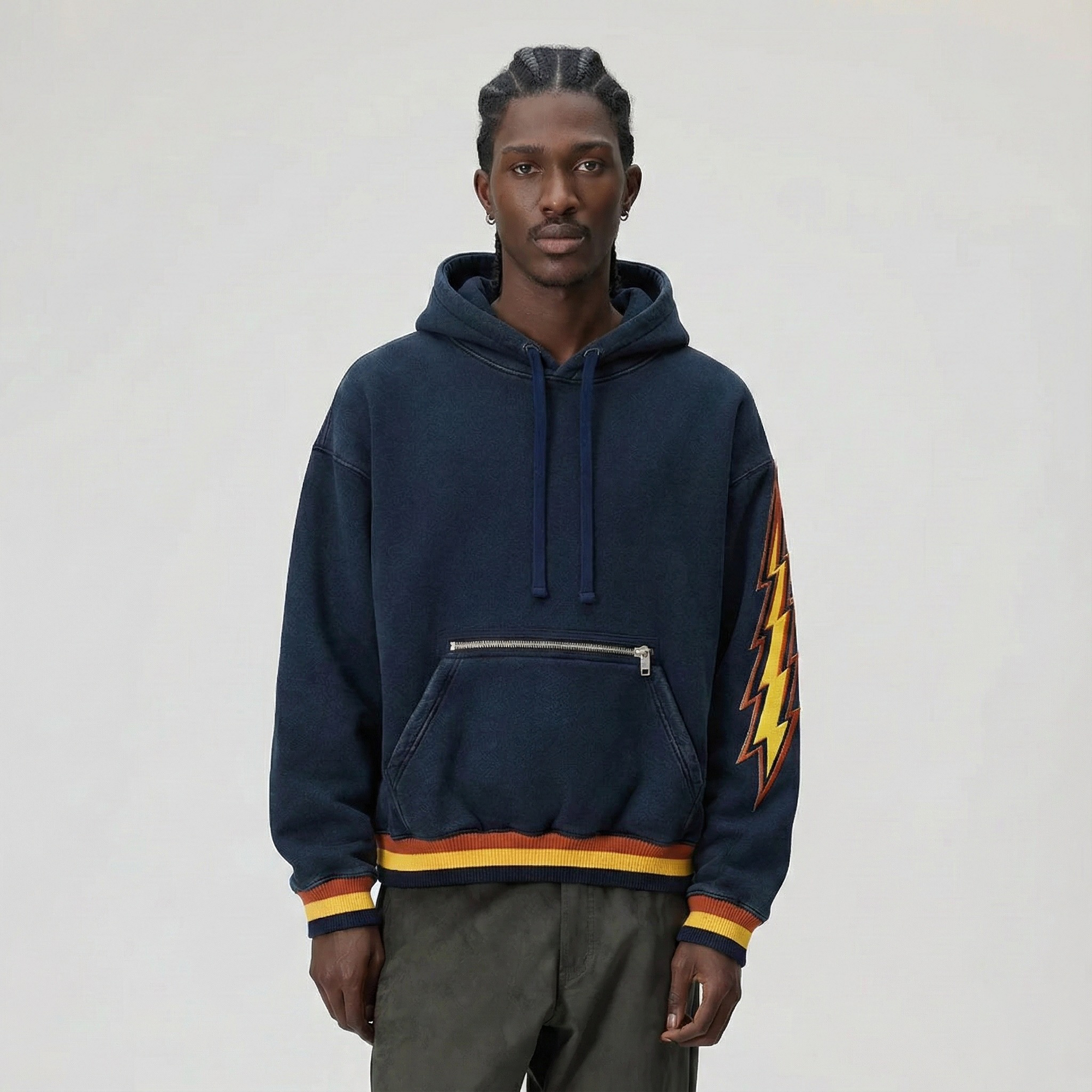 "Navy Bolts" Heavyweight Cotton Hoodie