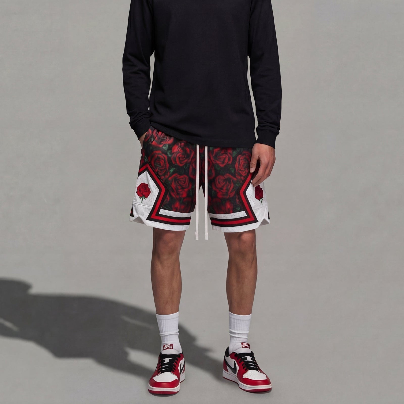 "Rose Black" Heavyweight Mesh Shorts