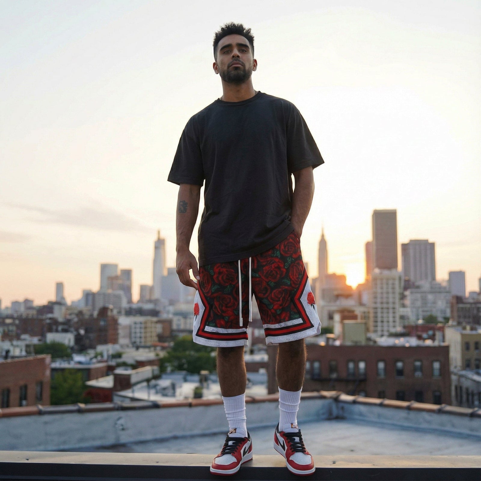 "Rose Black" Heavyweight Mesh Shorts
