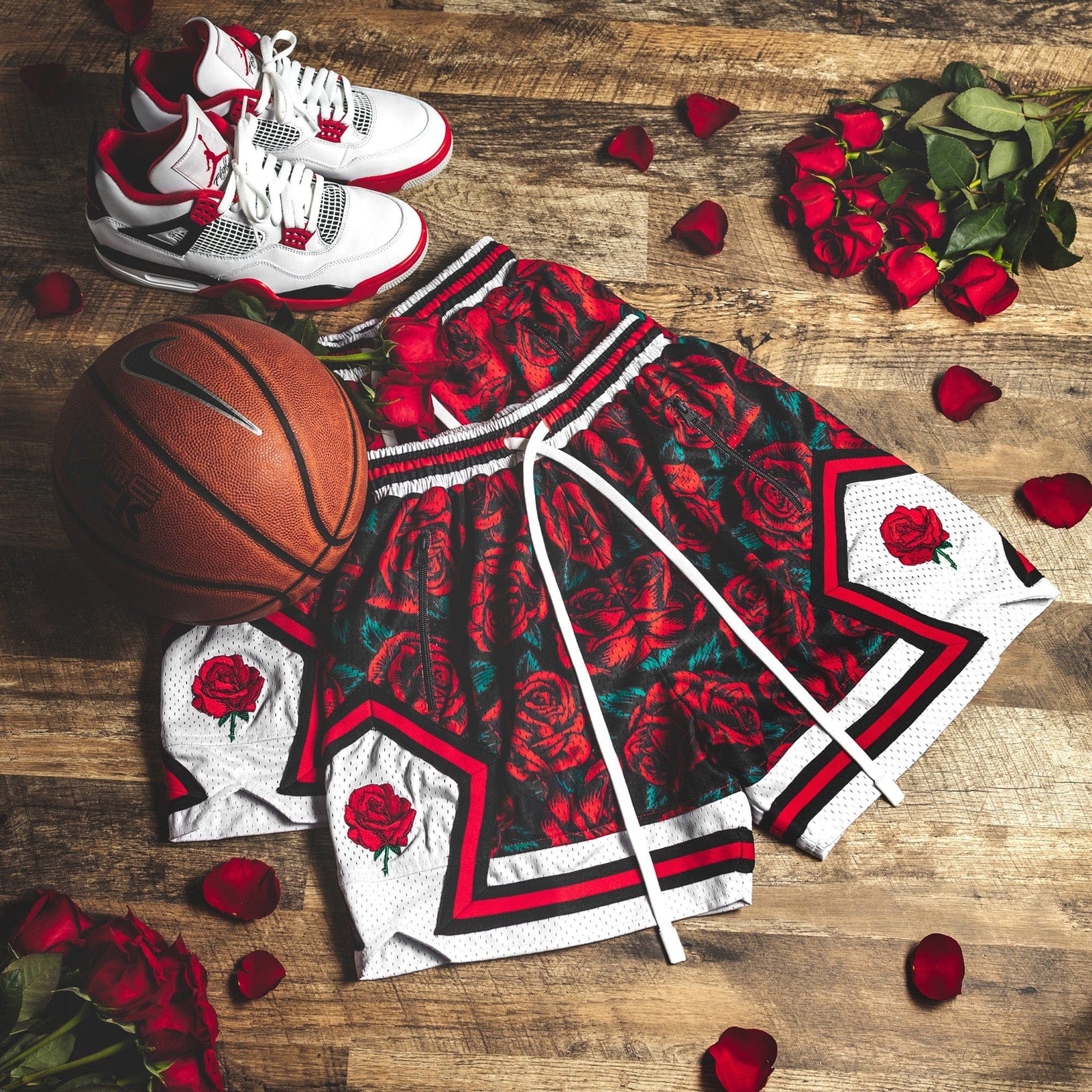 "Rose Black" Heavyweight Mesh Shorts
