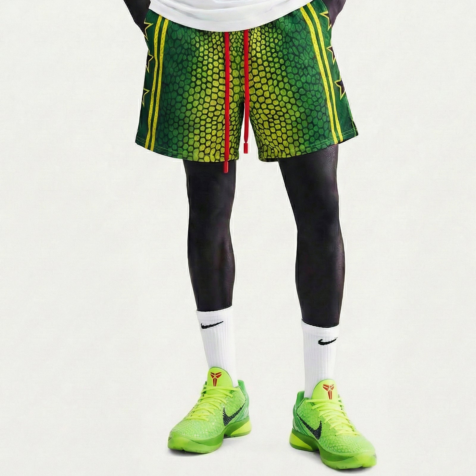 "Snake Green" 5" Mesh Shorts