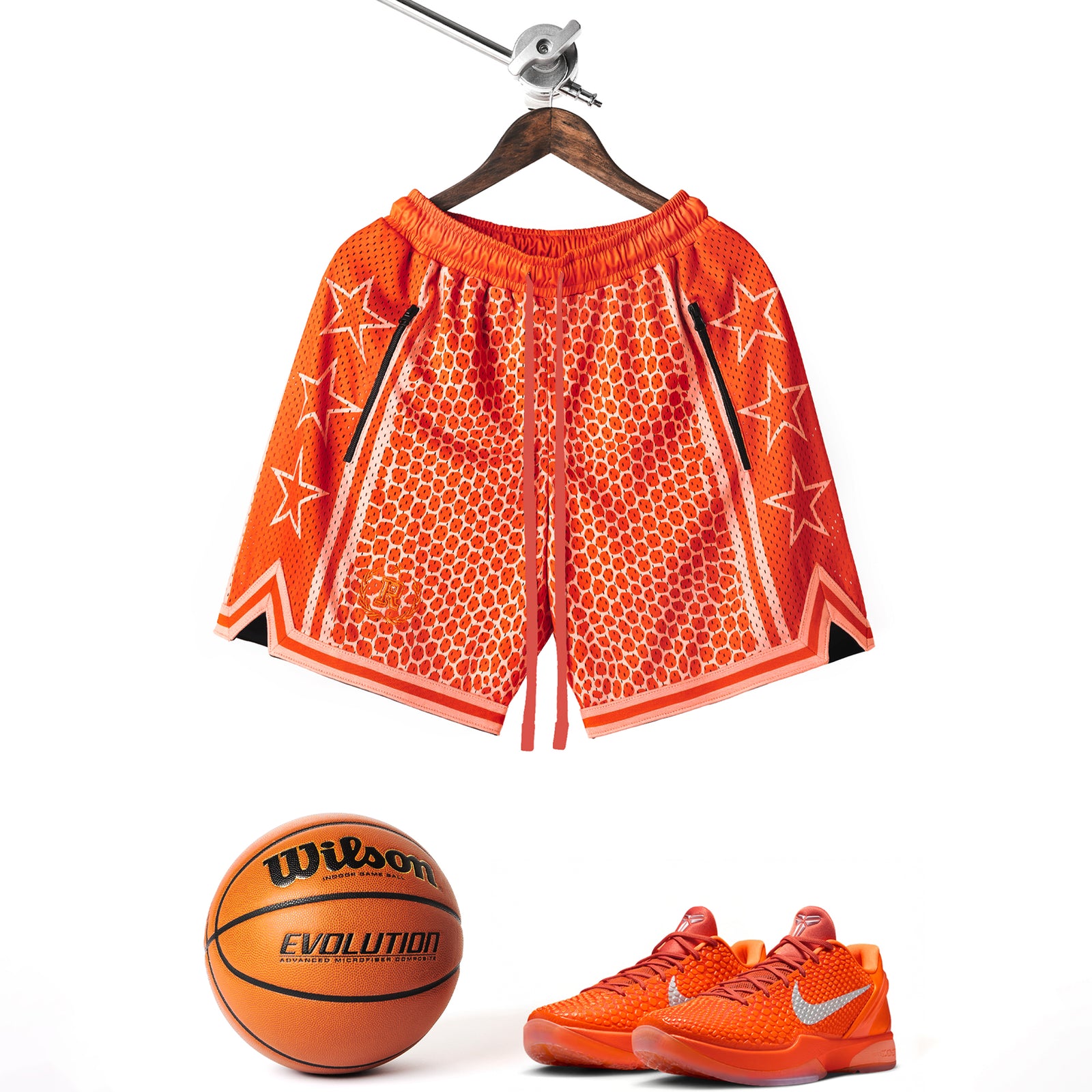 "Snake Orange" Heavyweight Mesh Shorts