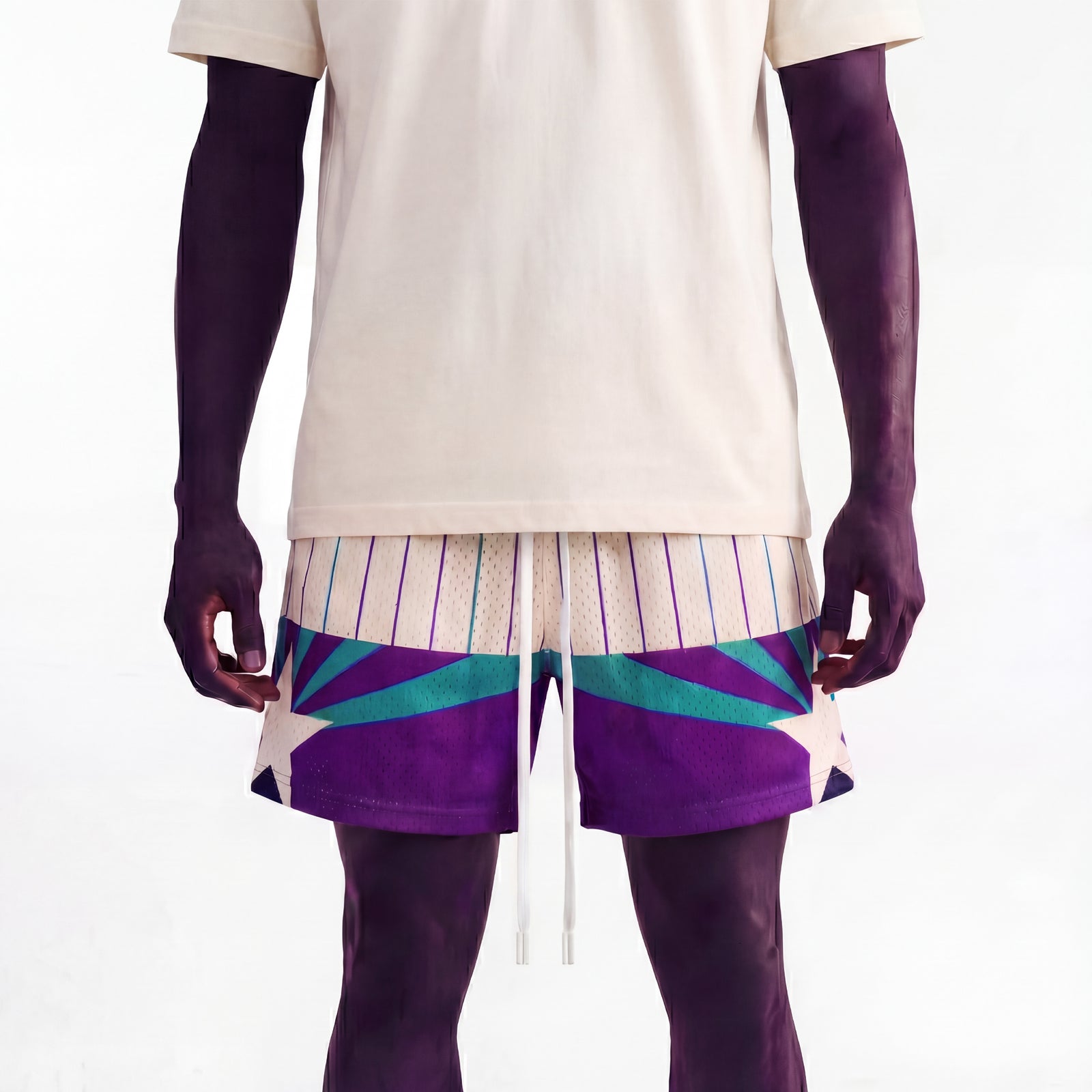 "Sunray Sand Pinstripe" 5" Mesh Shorts