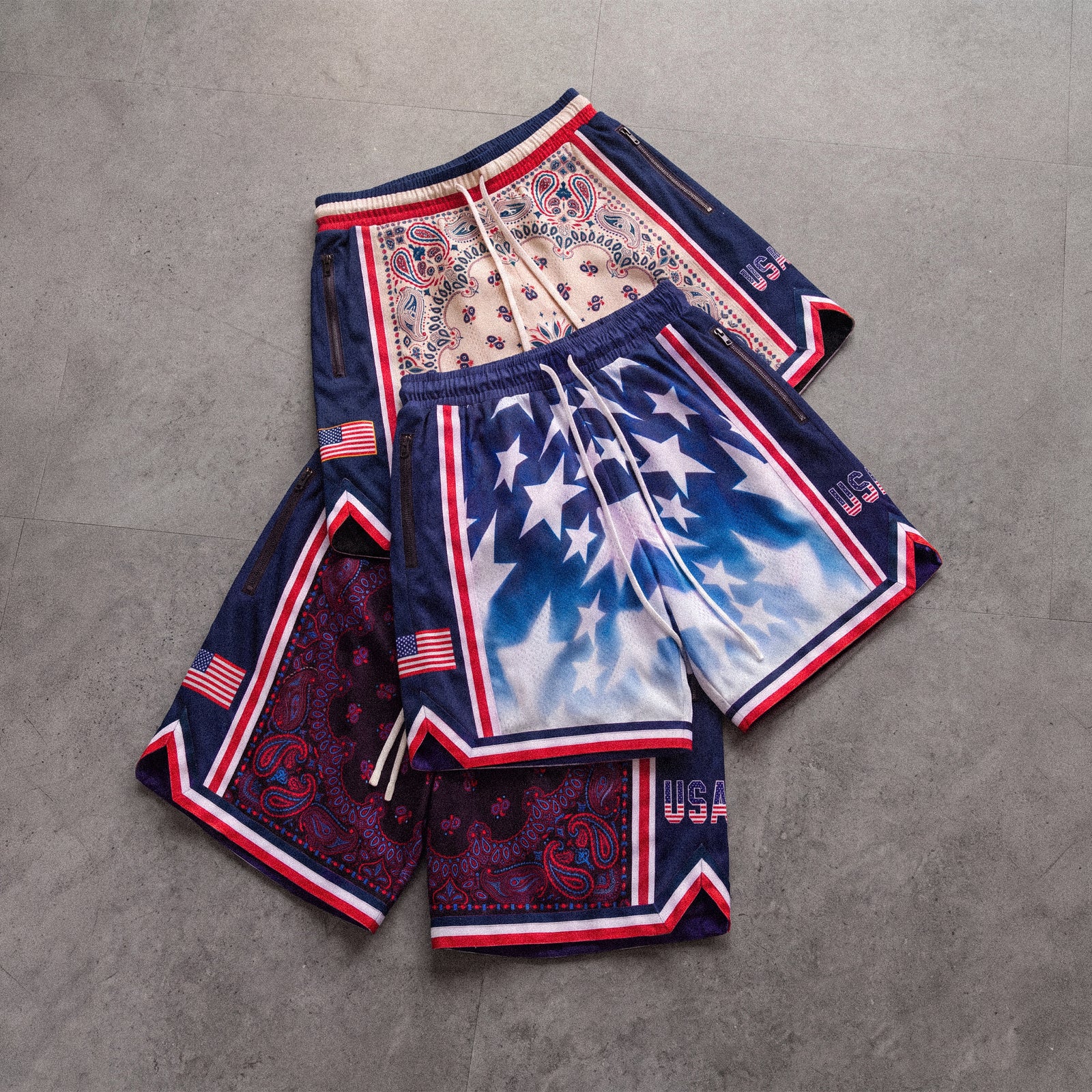 "USA Gradient Stars" Heavyweight Mesh Shorts