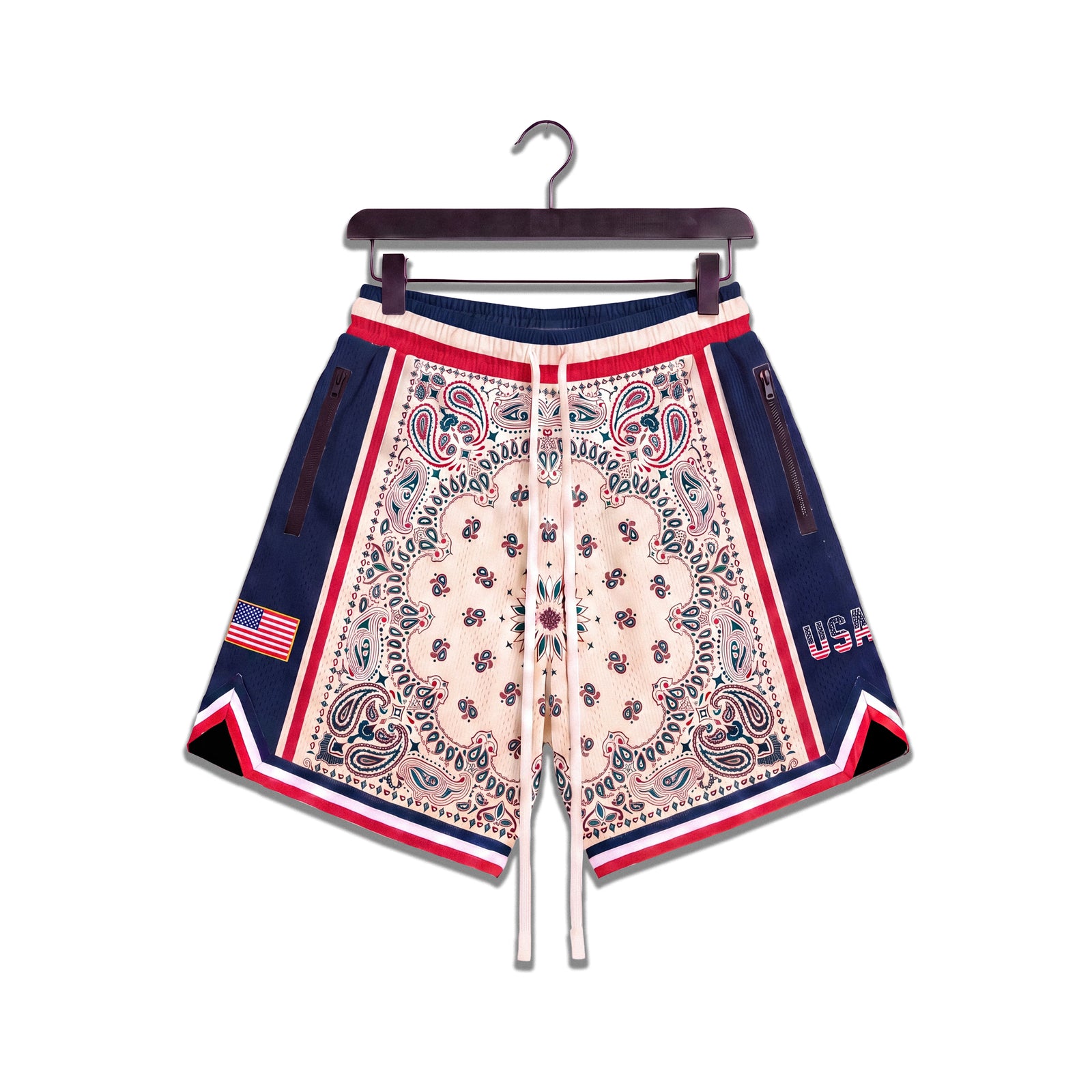 "USA Paisley Cream" Heavyweight Mesh Shorts