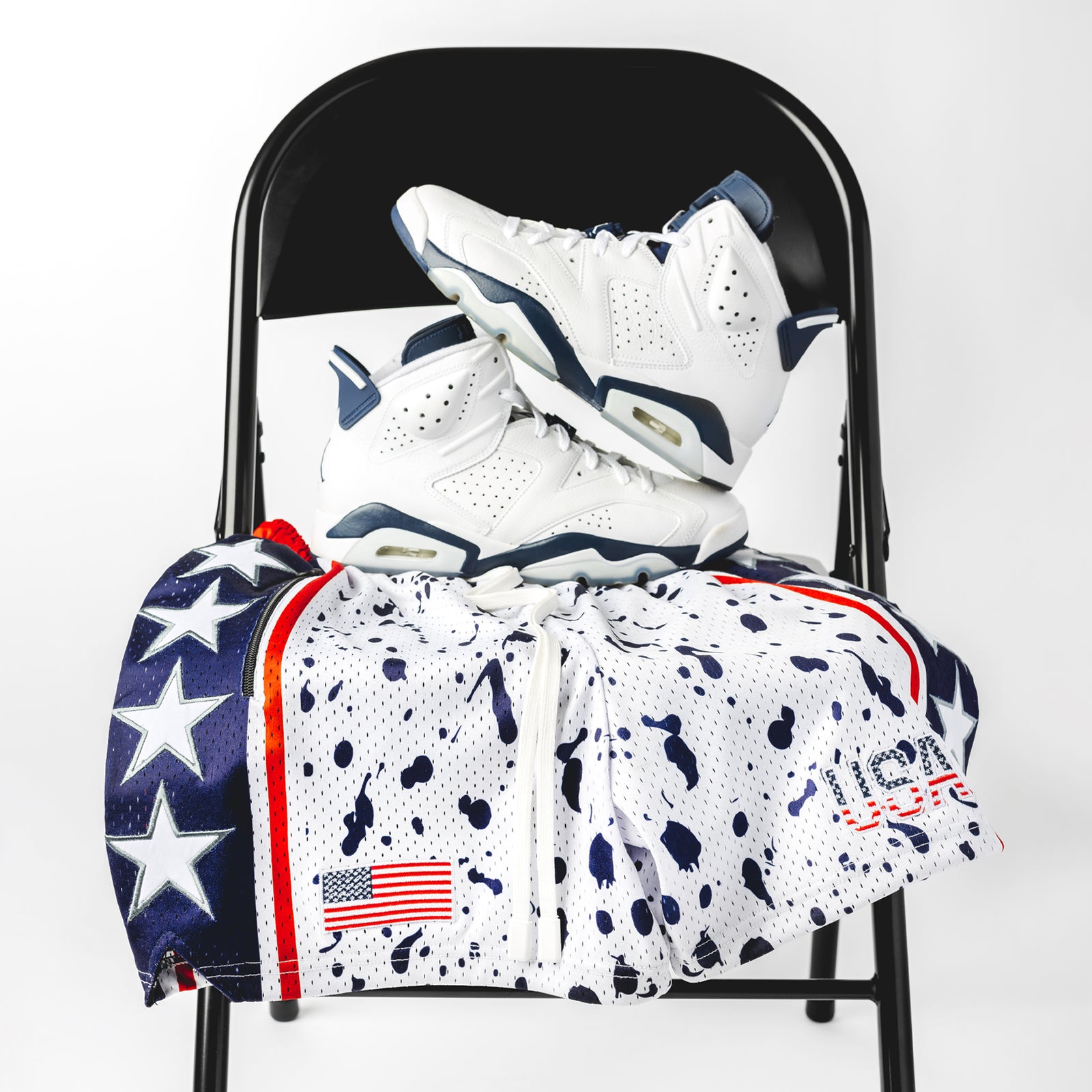 "USA Speckle White" Heavyweight Mesh Shorts