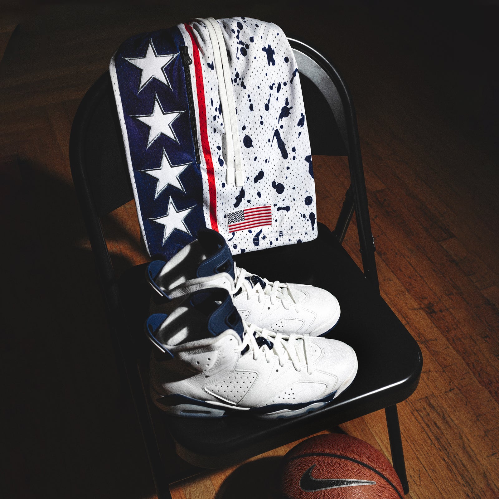 "USA Speckle White" Heavyweight Mesh Shorts
