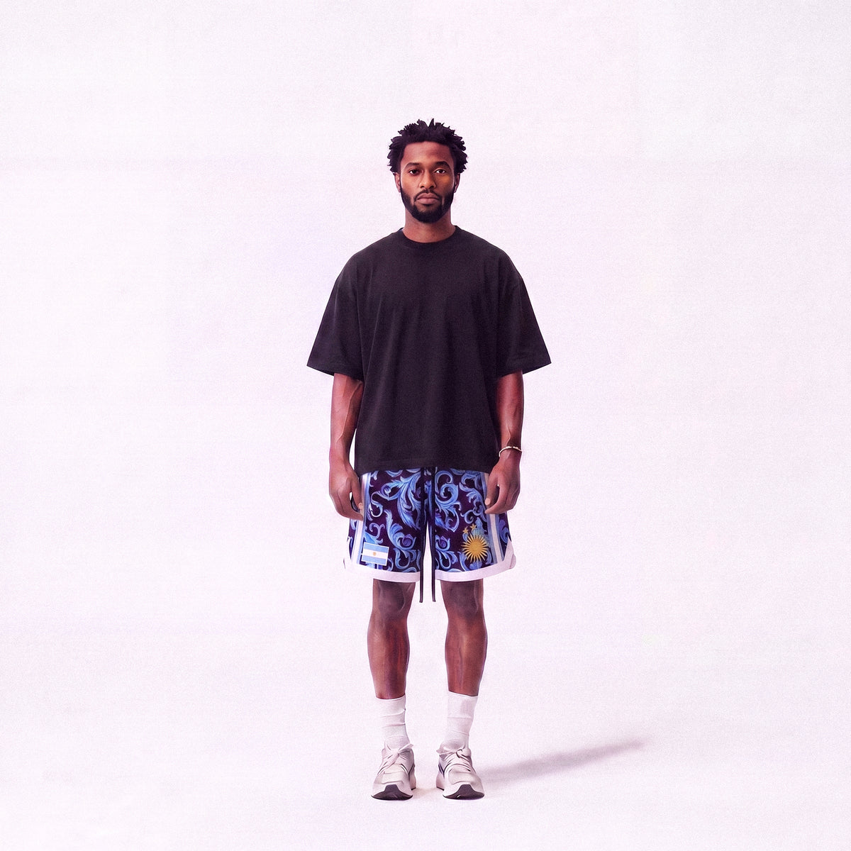 "Argentina Fileteado Black" Heavyweight Mesh Shorts