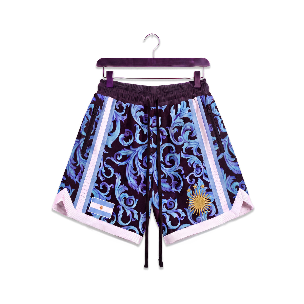 "Argentine Fileteado Black" Heavyweight Mesh Shorts