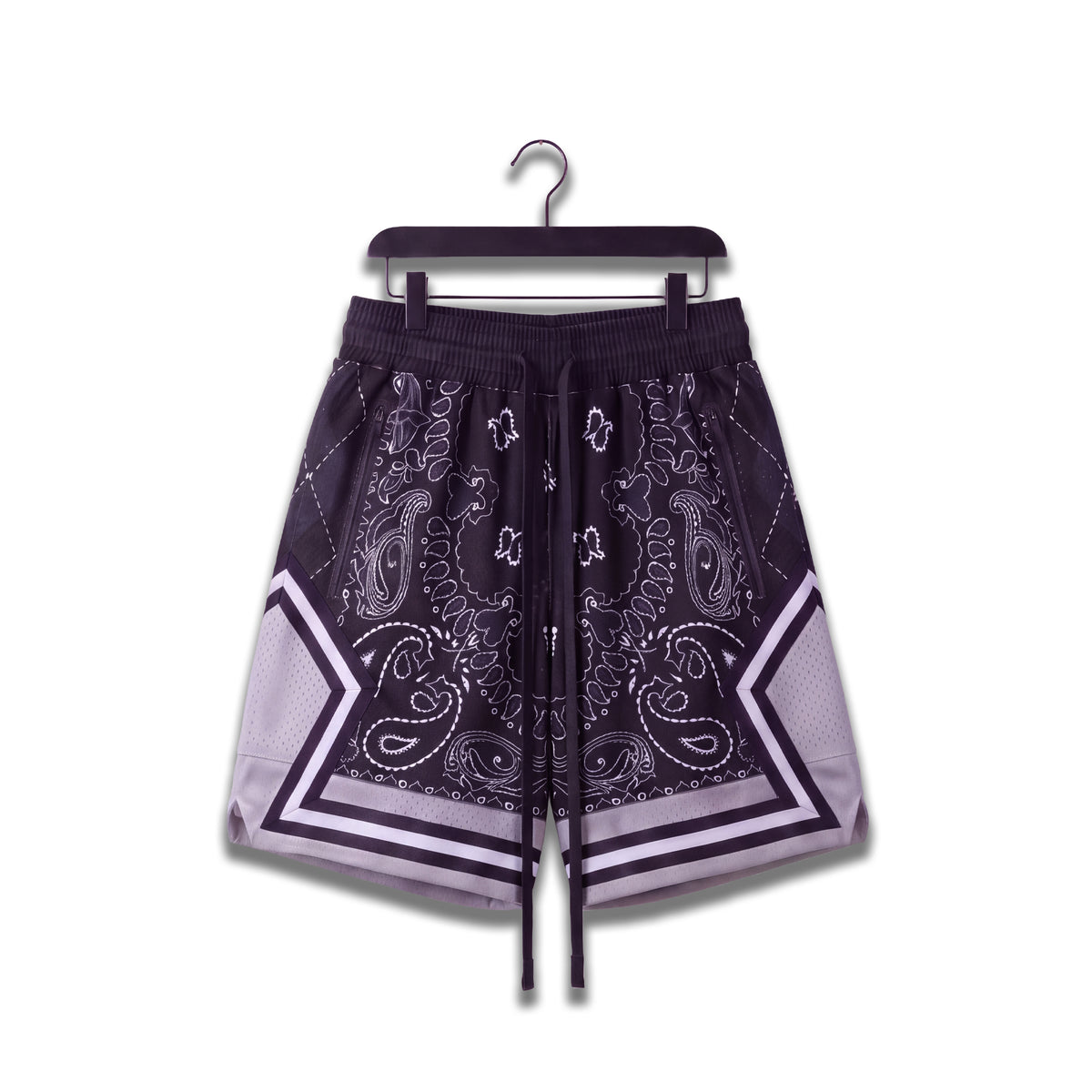 "Chi Black/Grey Paisley" Heavyweight Mesh Shorts