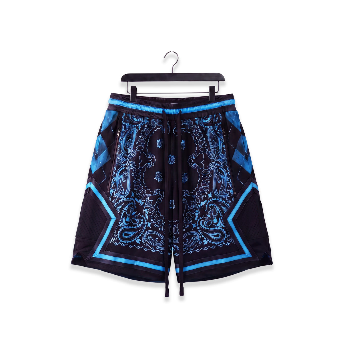 "Chi Uni Black Paisley" Heavyweight Mesh Shorts