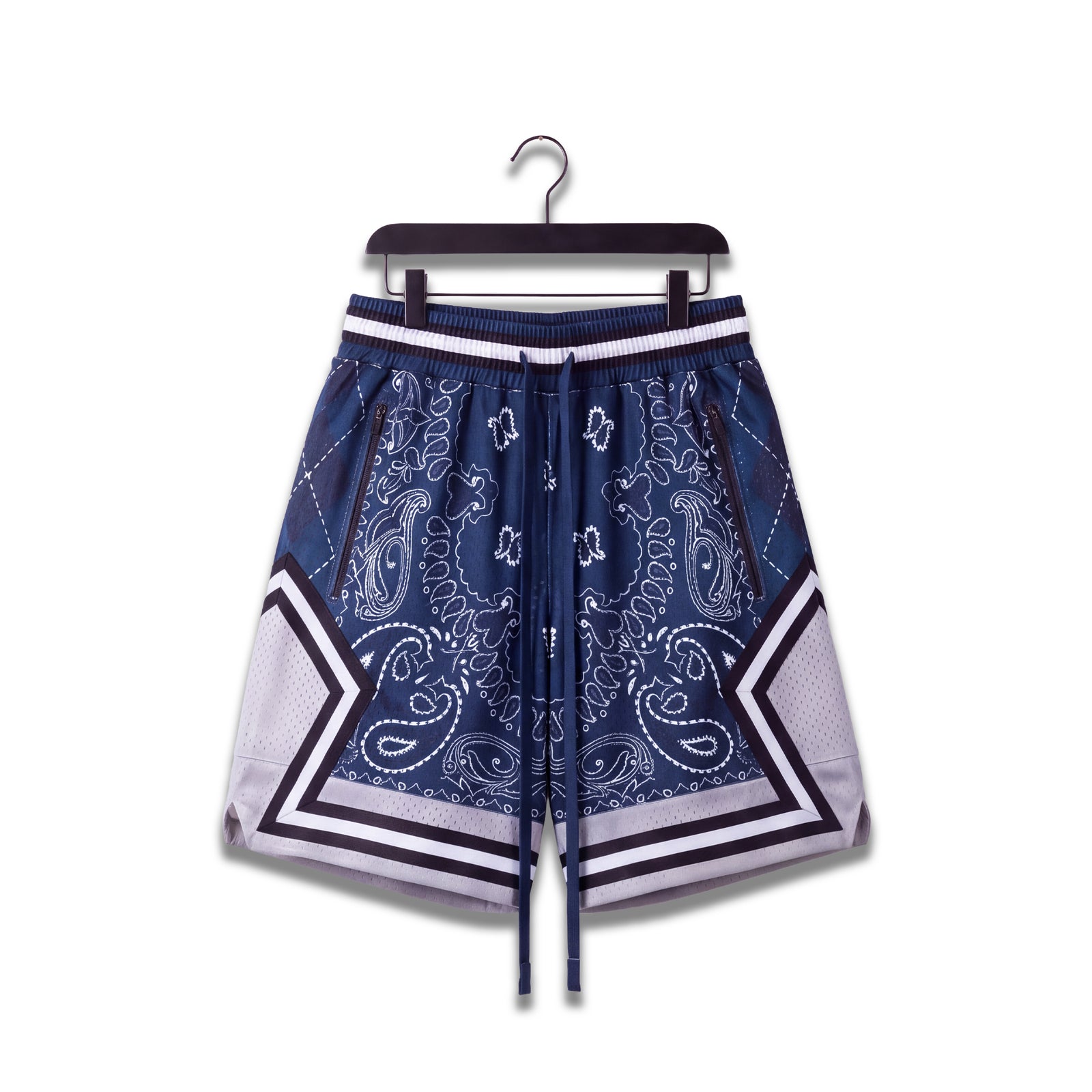 "Flint Grey Paisley" Heavyweight Mesh Shorts