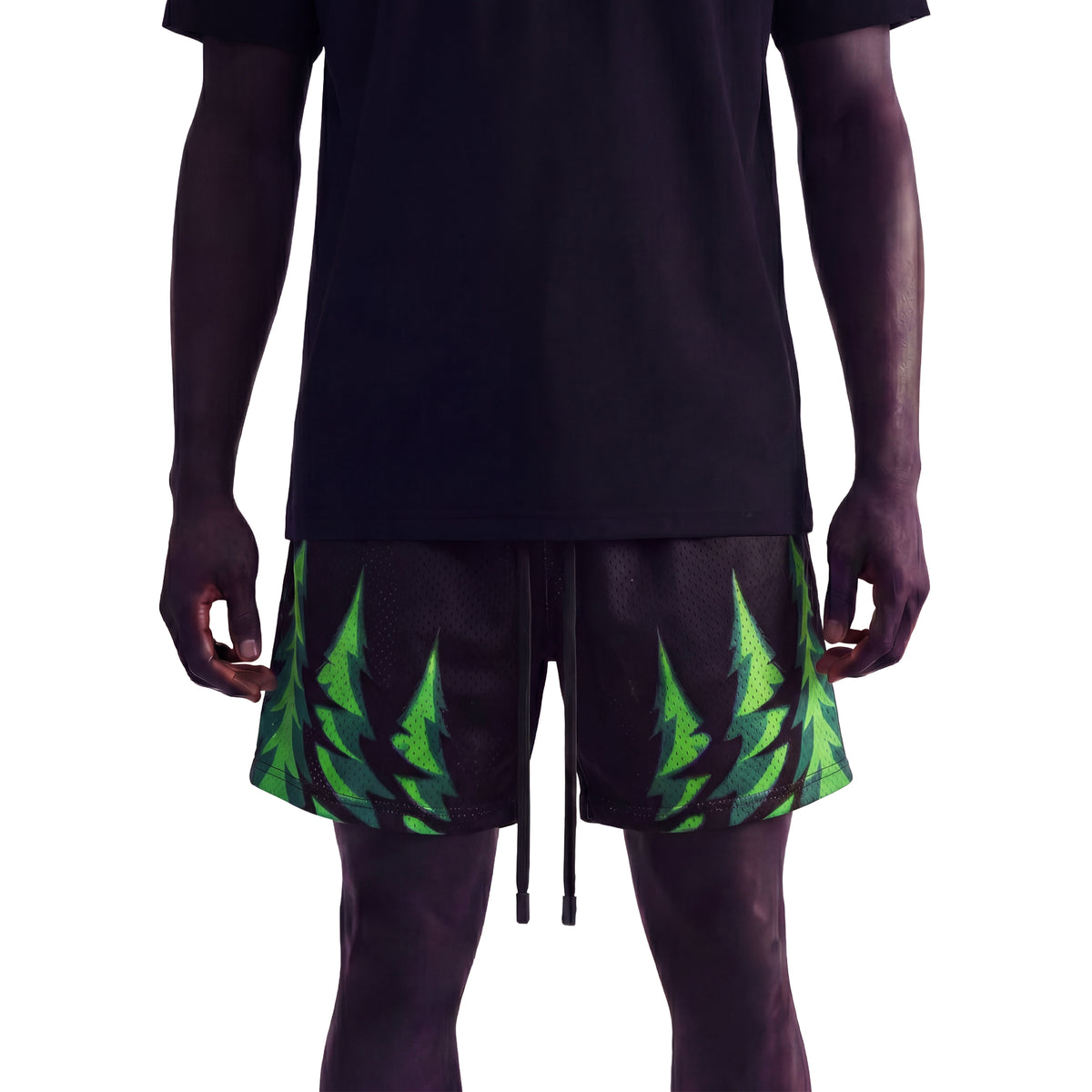 "Forest Black" 5" Mesh Shorts