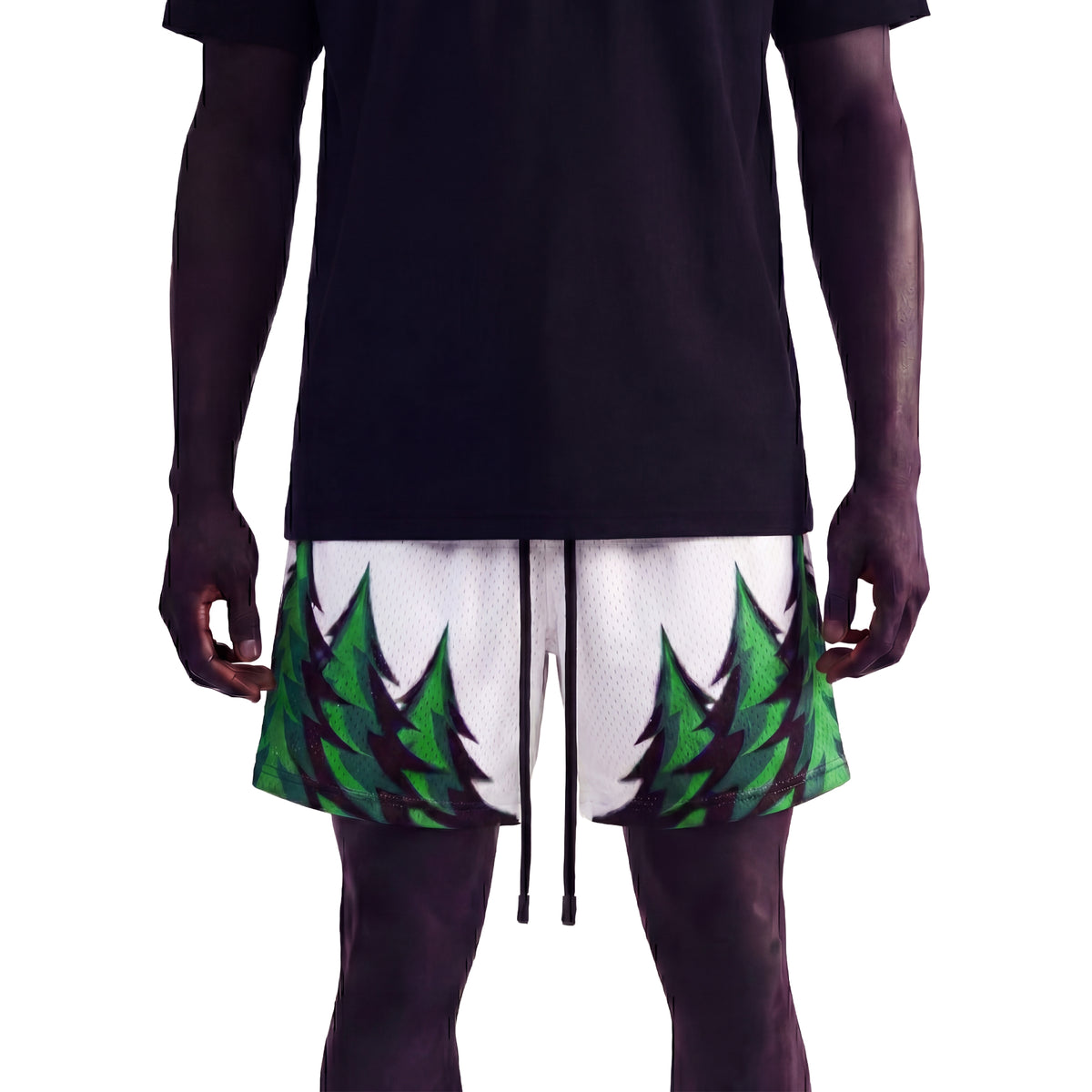 "Forest White" 5" Mesh Shorts