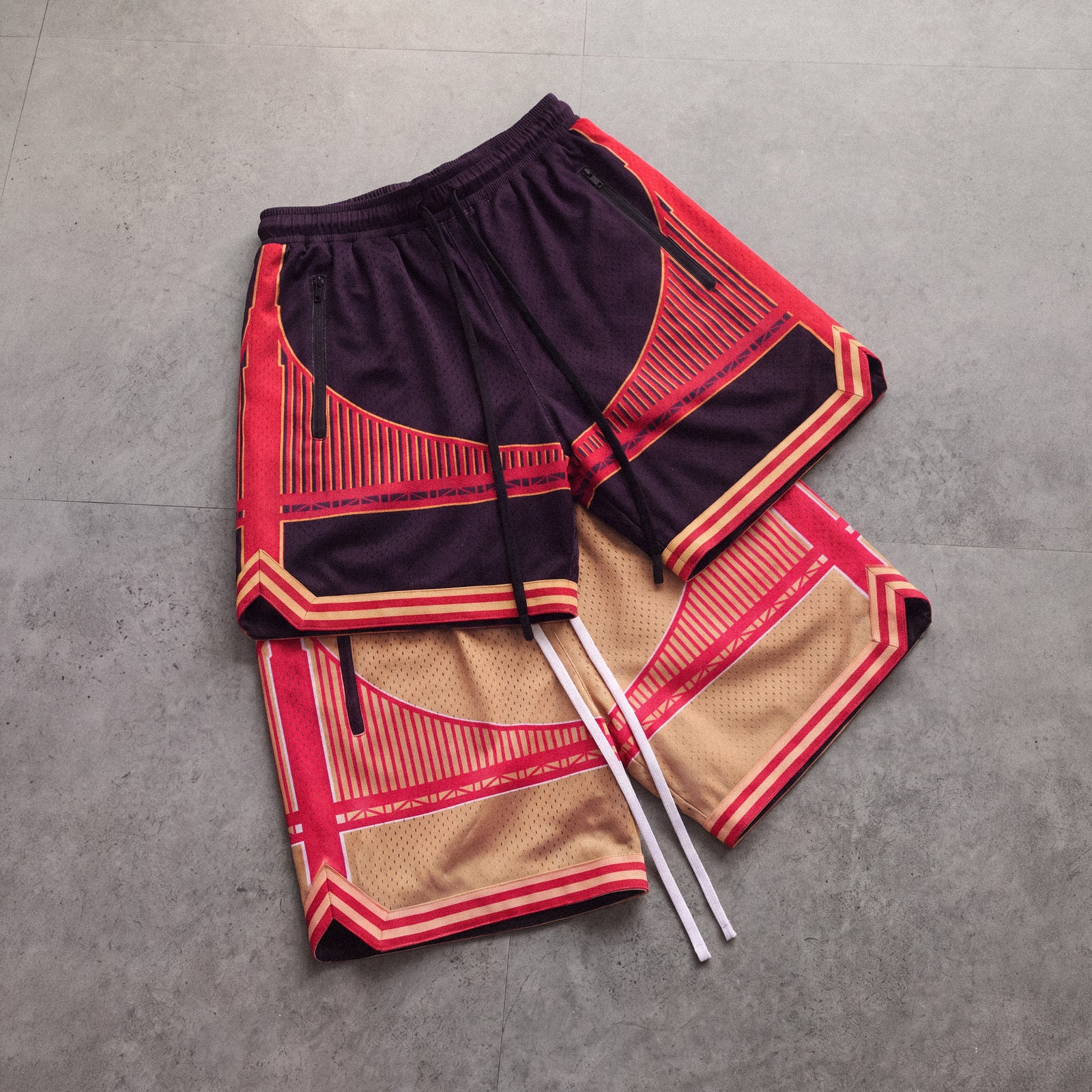 "Golden Gate Black" Heavyweight Mesh Shorts