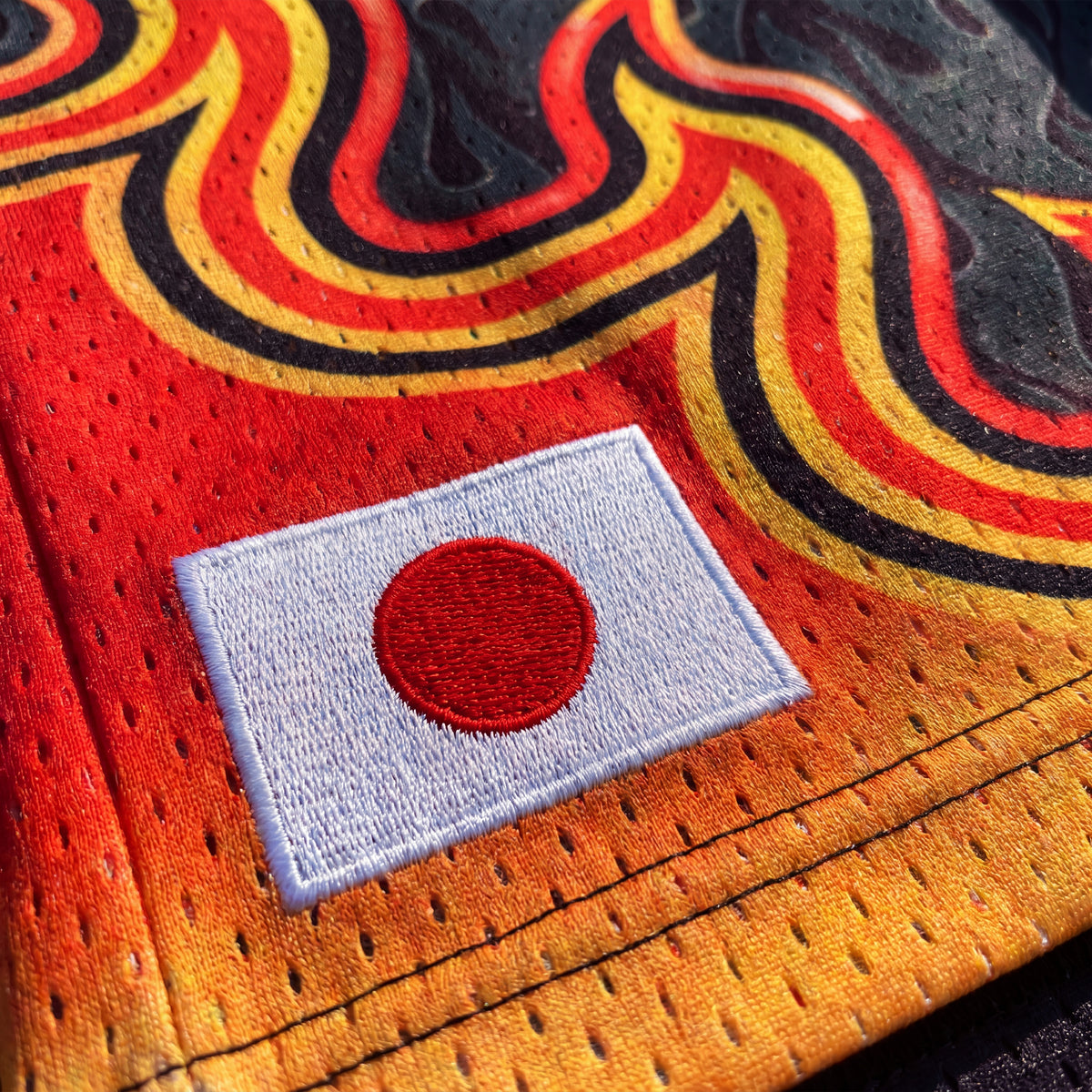 "Japan Flame Black" 5" Mesh Shorts