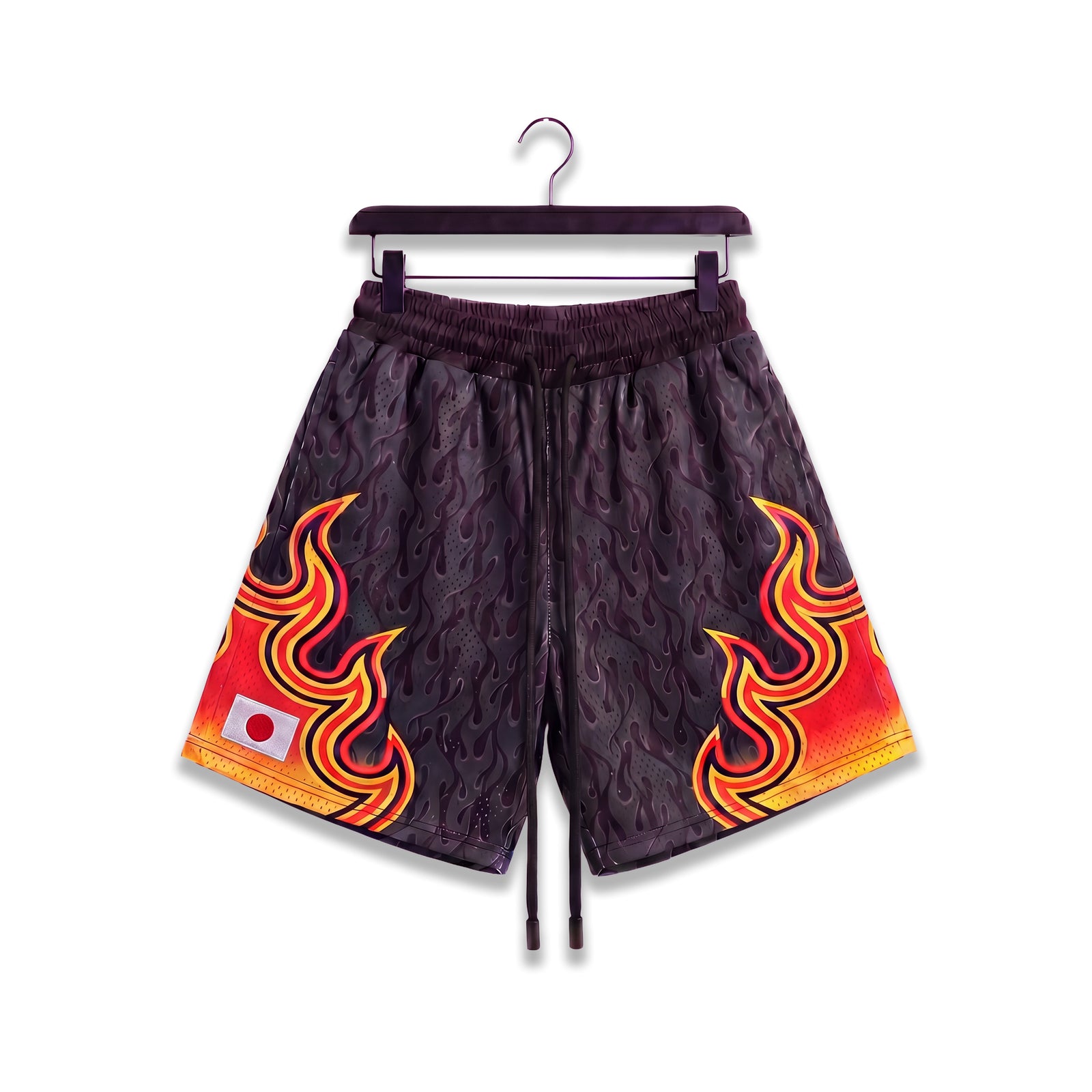 "Japan Flame Black" 5" Mesh Shorts