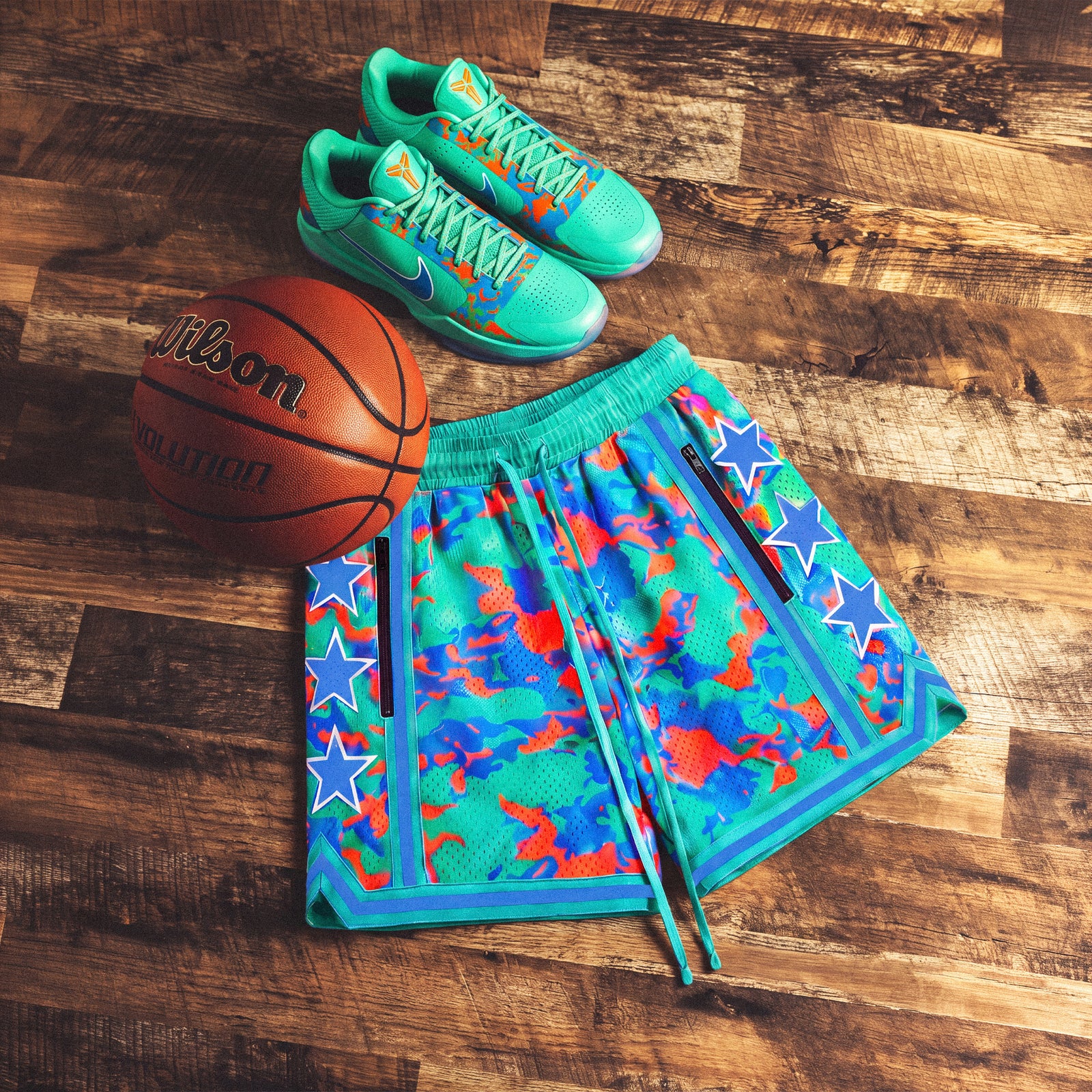 "Liberty Mint Camo" Heavyweight Mesh Shorts