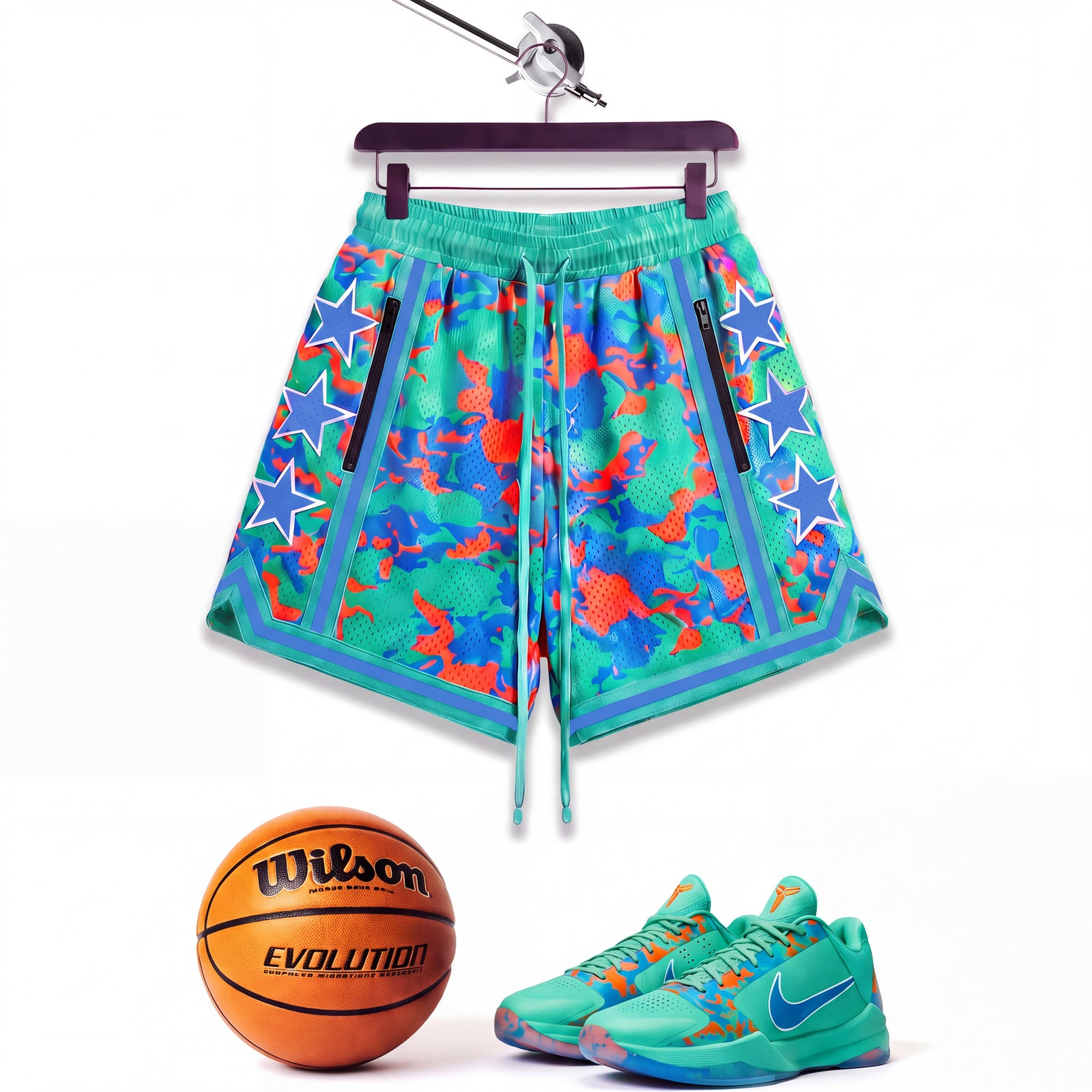 "Liberty Mint Camo" Heavyweight Mesh Shorts