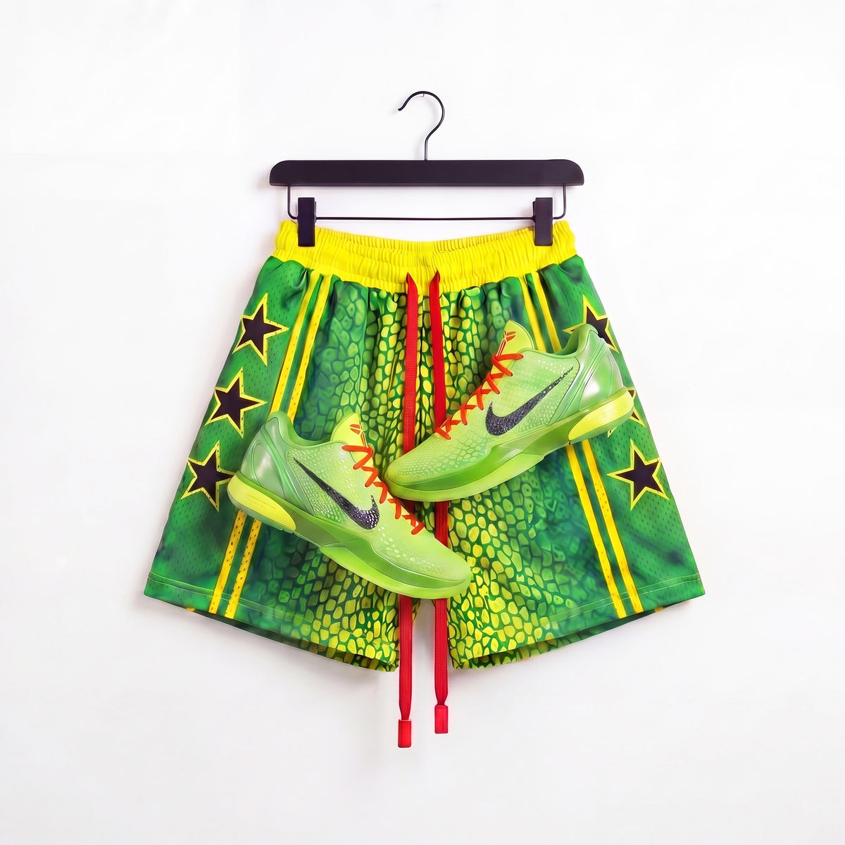 "Snake Green" 5" Mesh Shorts
