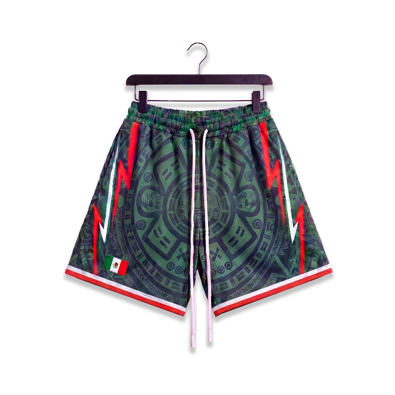 "Mexico Aztec Green" 5" Mesh Shorts